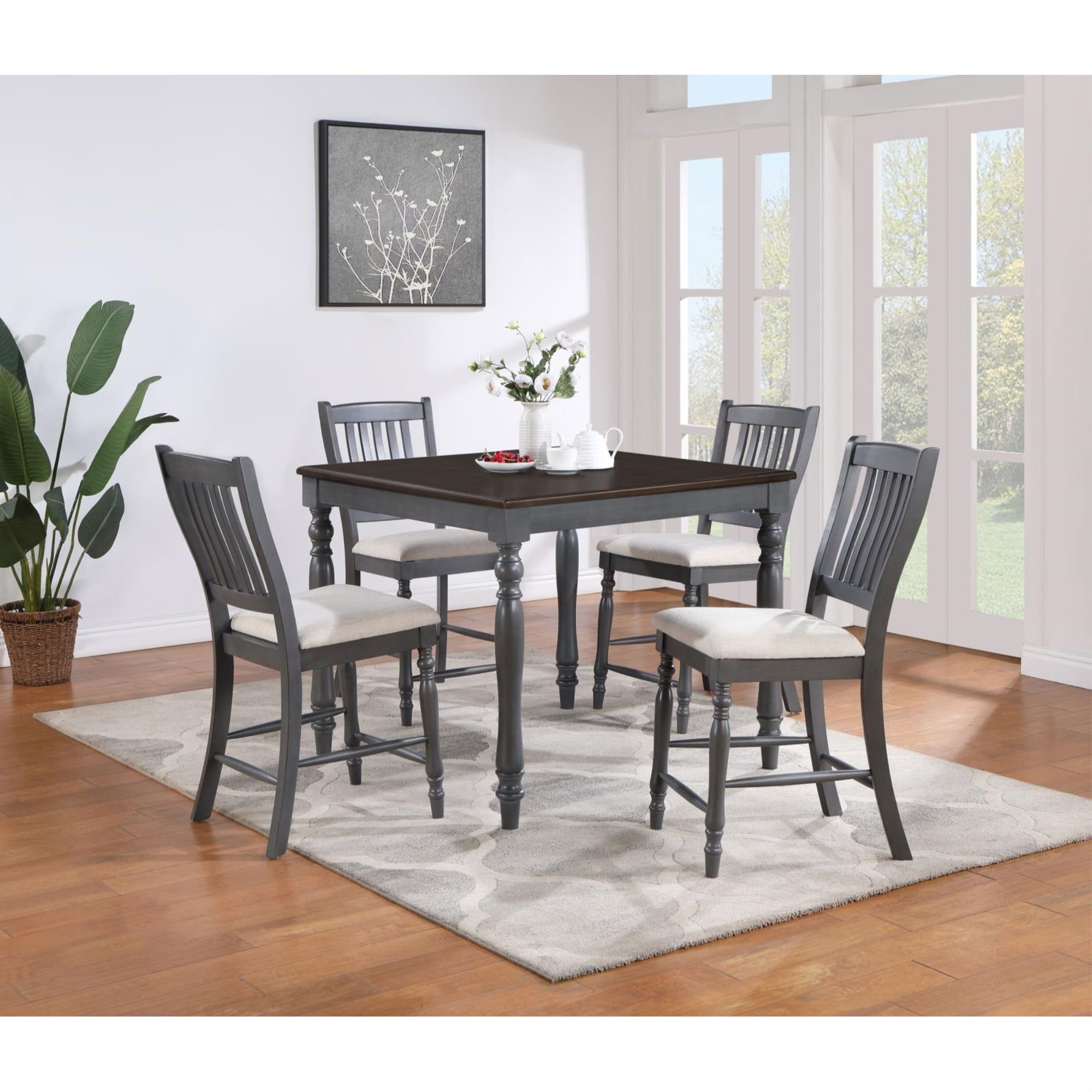 Wiley 5-Piece Beige and Gray Counter Height Dining Set