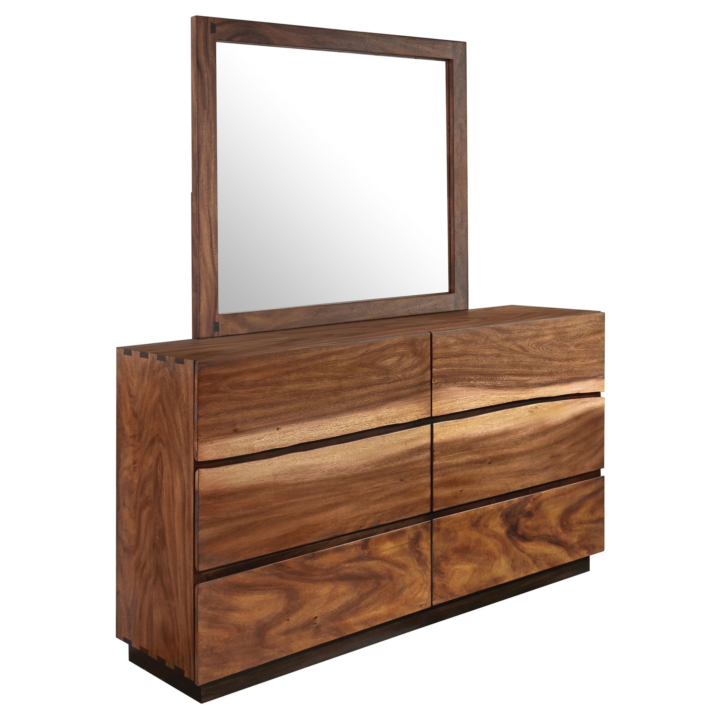 Smokey Walnut and Coffee Bean 6-Drawer Dresser with Mirror