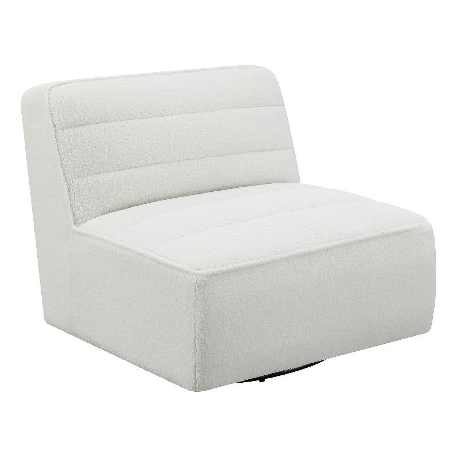 Natural White Faux Leather Swivel Metal Accent Chair