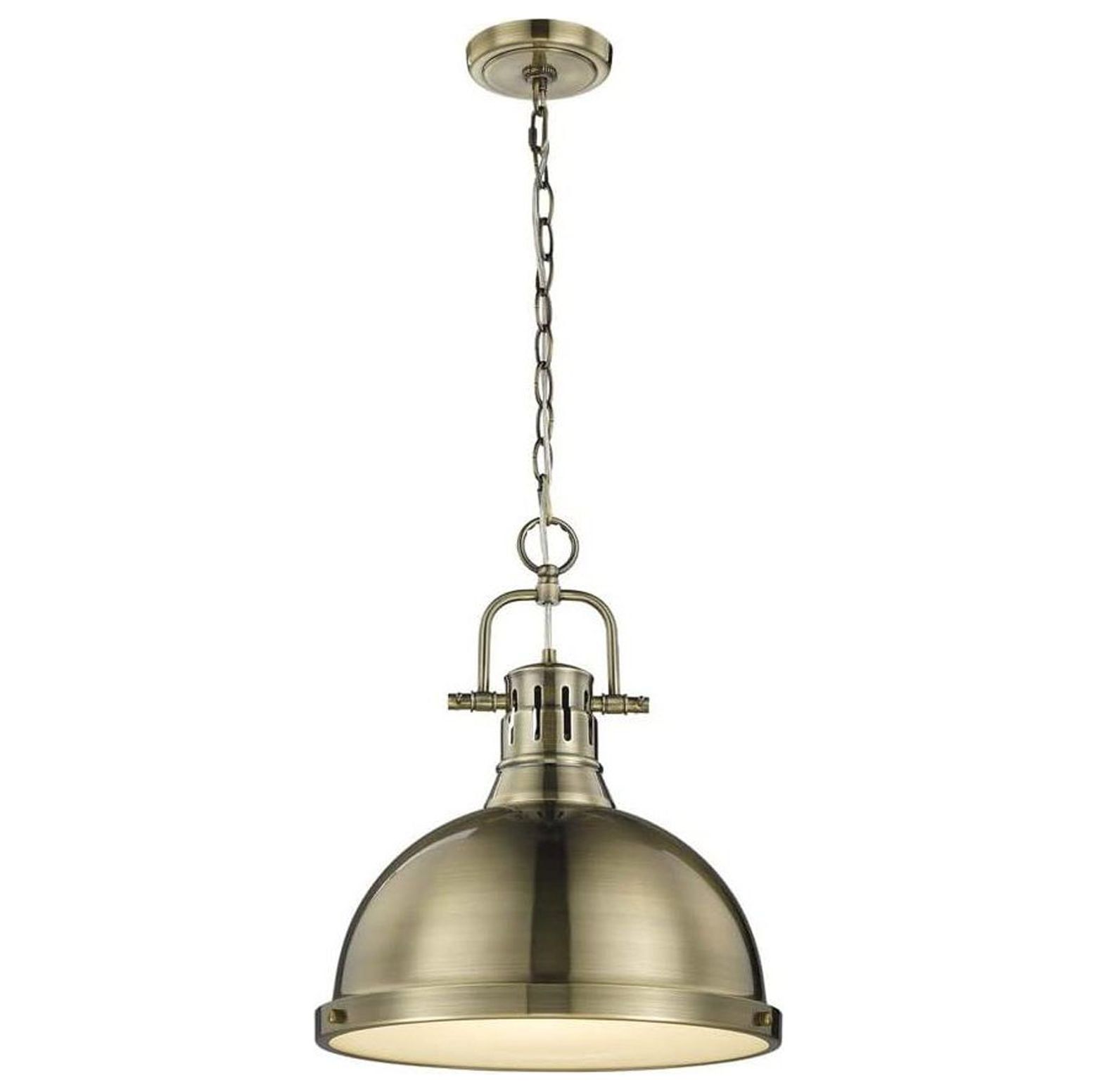 Aged Brass Transitional 14'' Glass Pendant Light