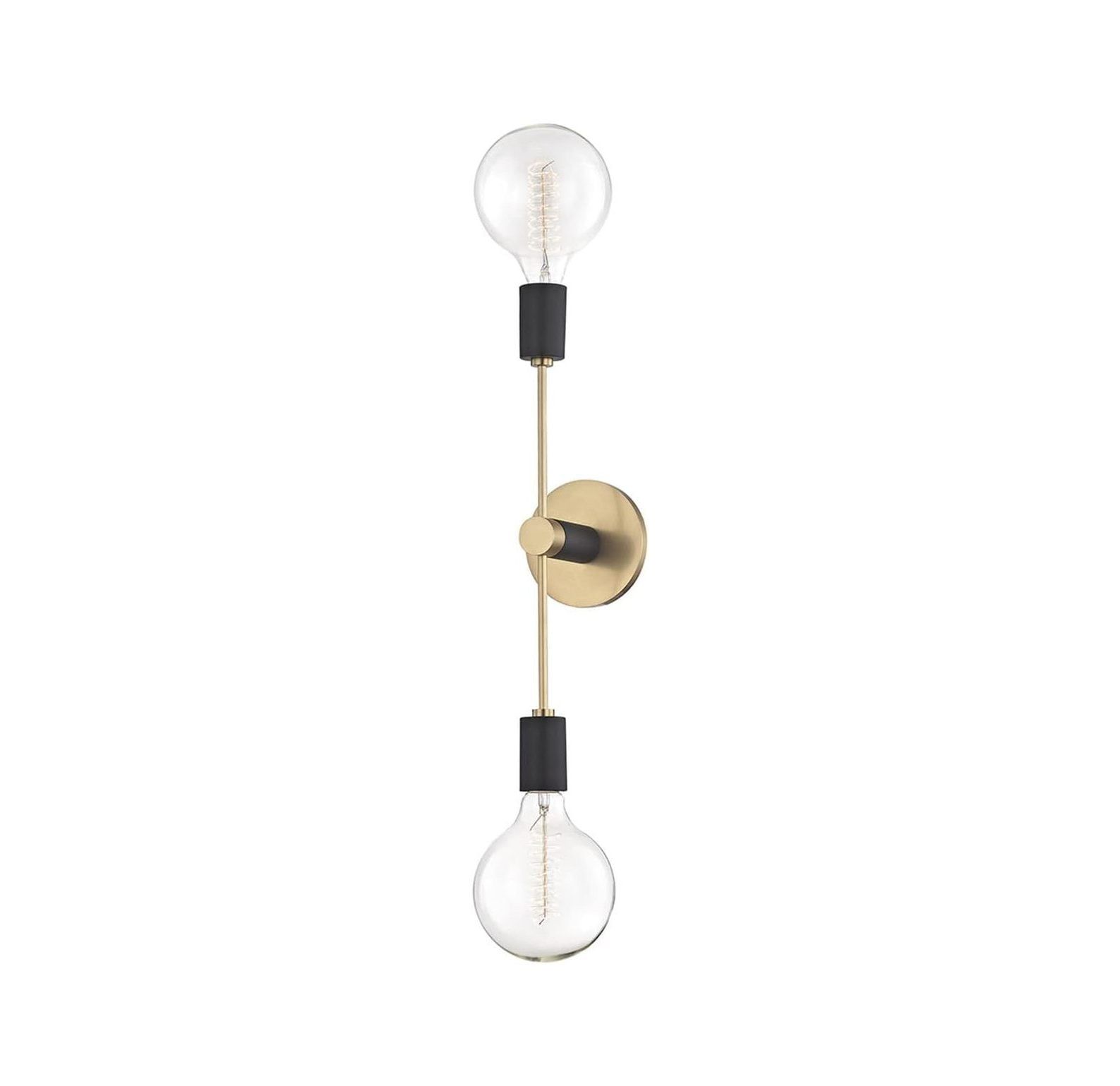 Astrid 2-Light Aged Brass & Black Dimmable Wall Sconce