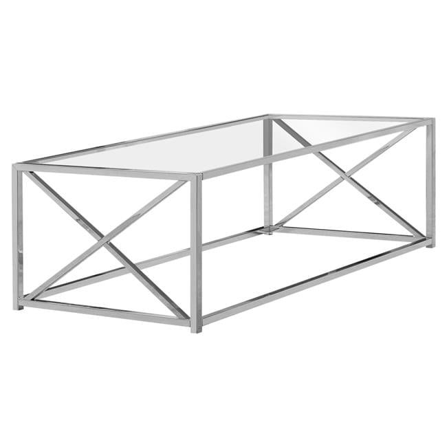 Rectangular Chrome and Glass Contemporary Coffee Table