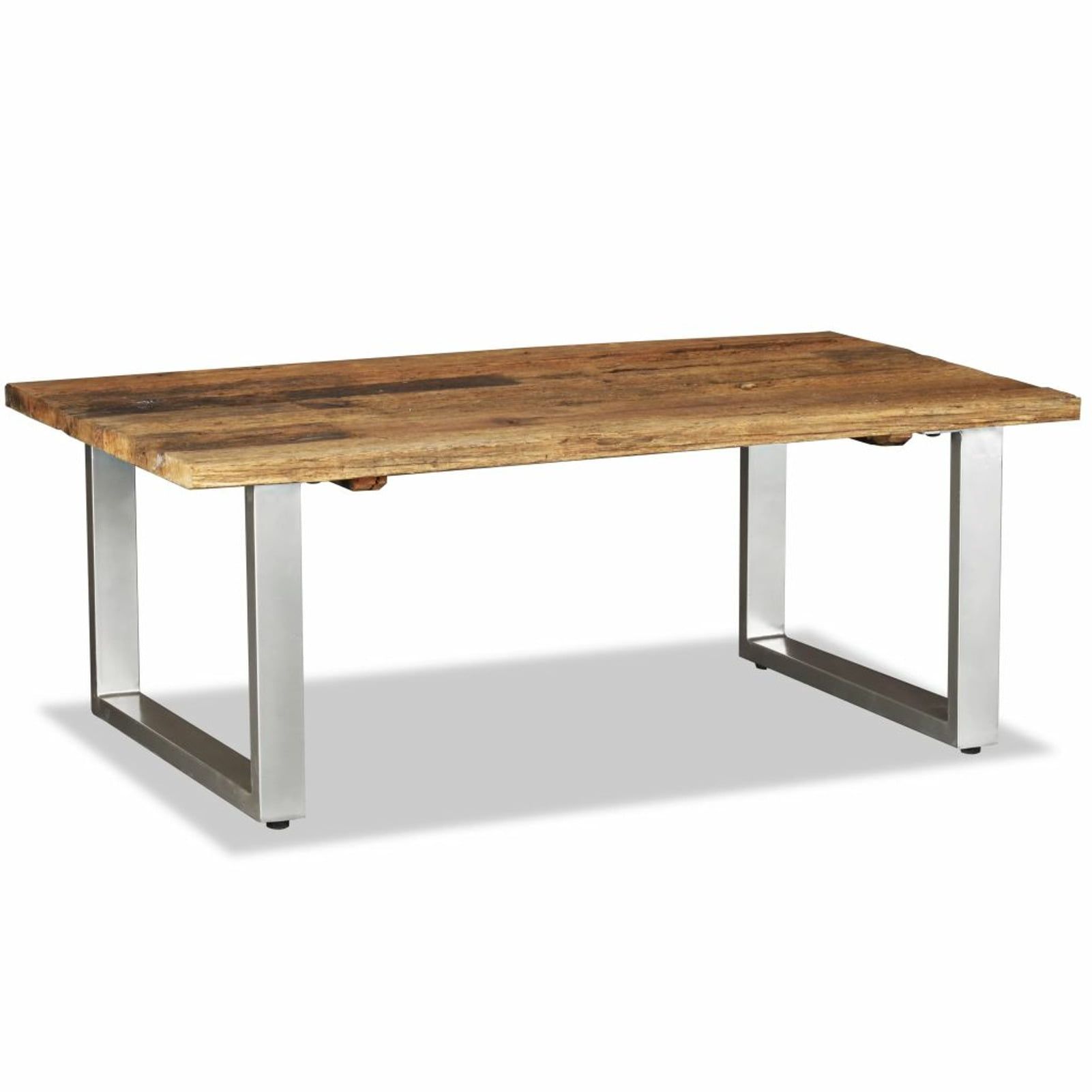 Rustic Medium Wood and Iron Rectangular Coffee Table