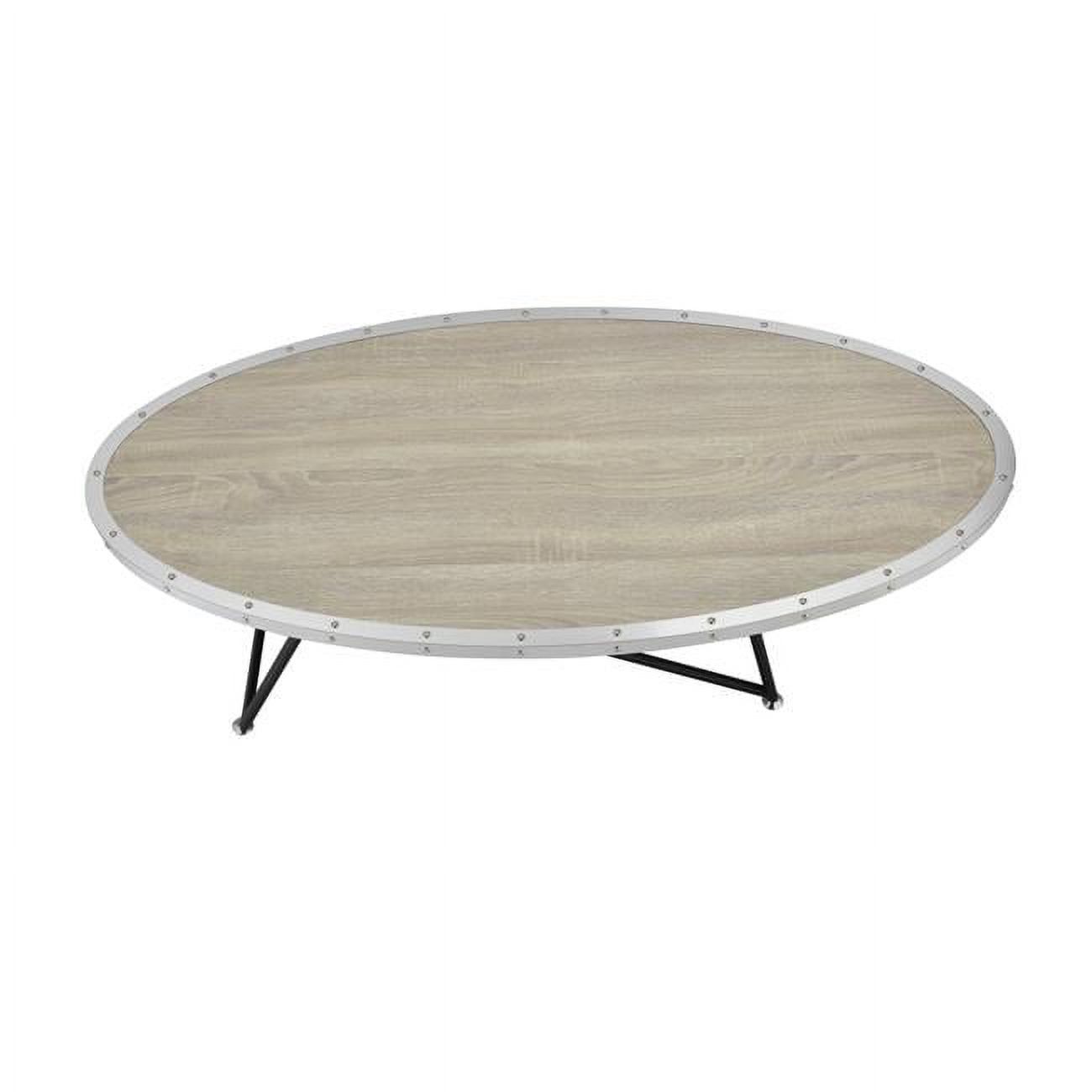 Asymmetrical Weathered Gray Oak Oval Coffee Table