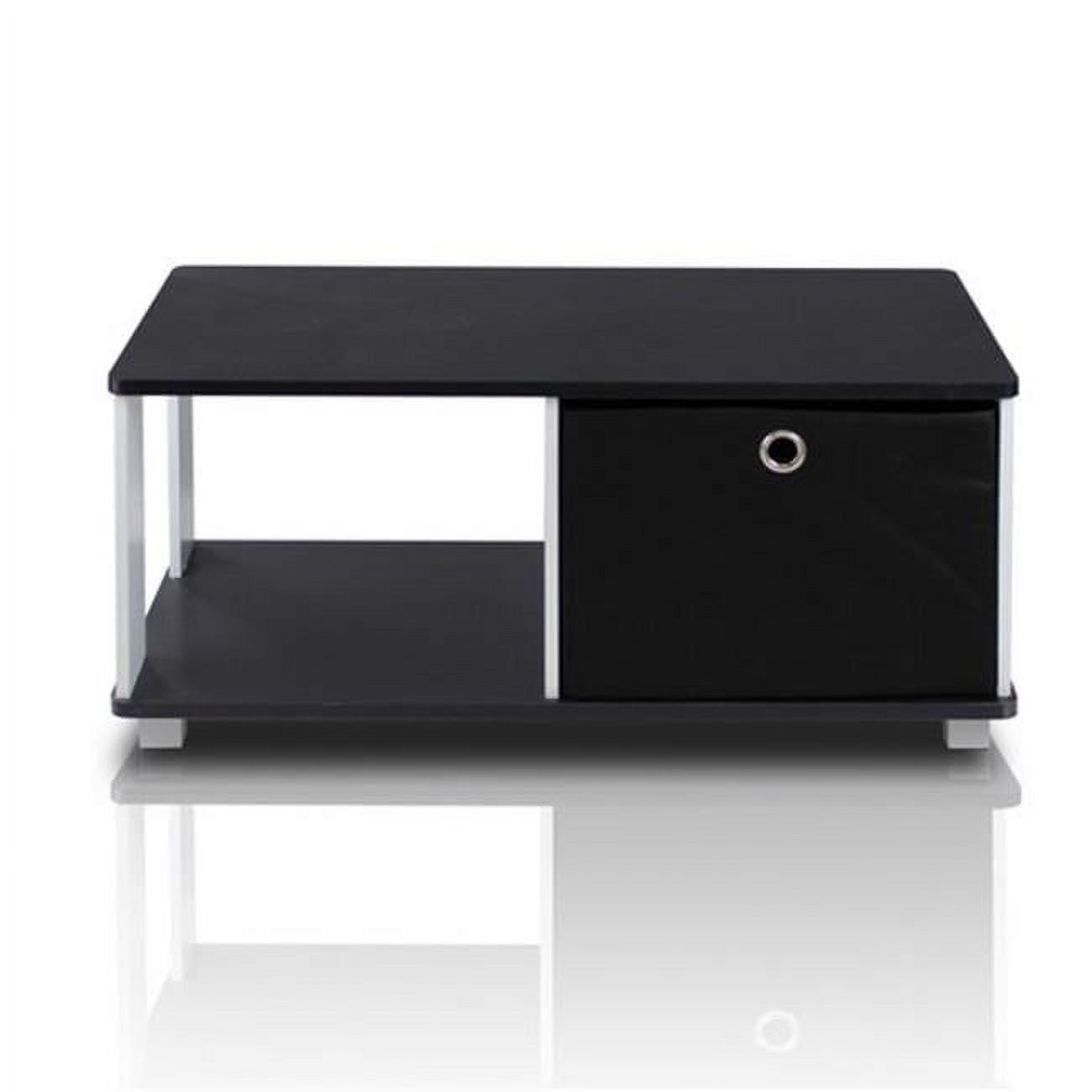 Modern Rectangular Wood Coffee Table with Storage in Black & White