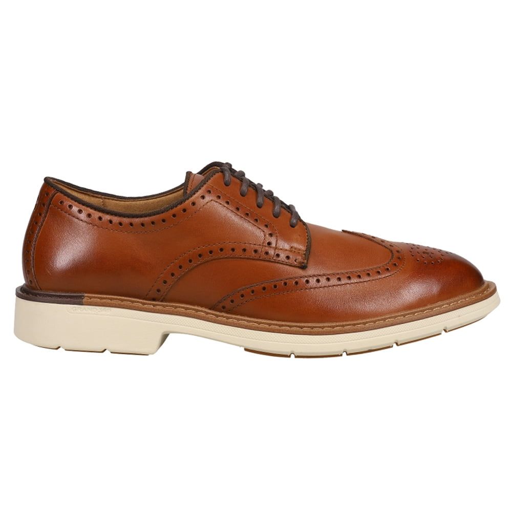 Men's British Tan Genuine Leather Wingtip Oxford Shoes