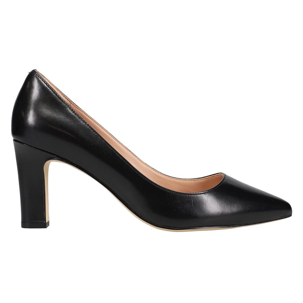 Black Genuine Leather Wide Heel Formal Pumps