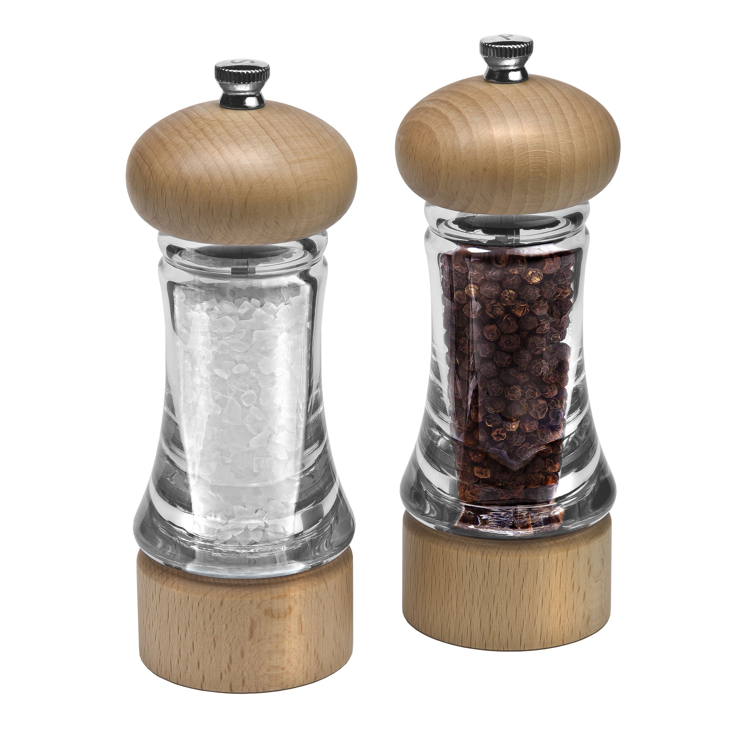 Beech Wood and Clear Acrylic Salt and Pepper Mill Set