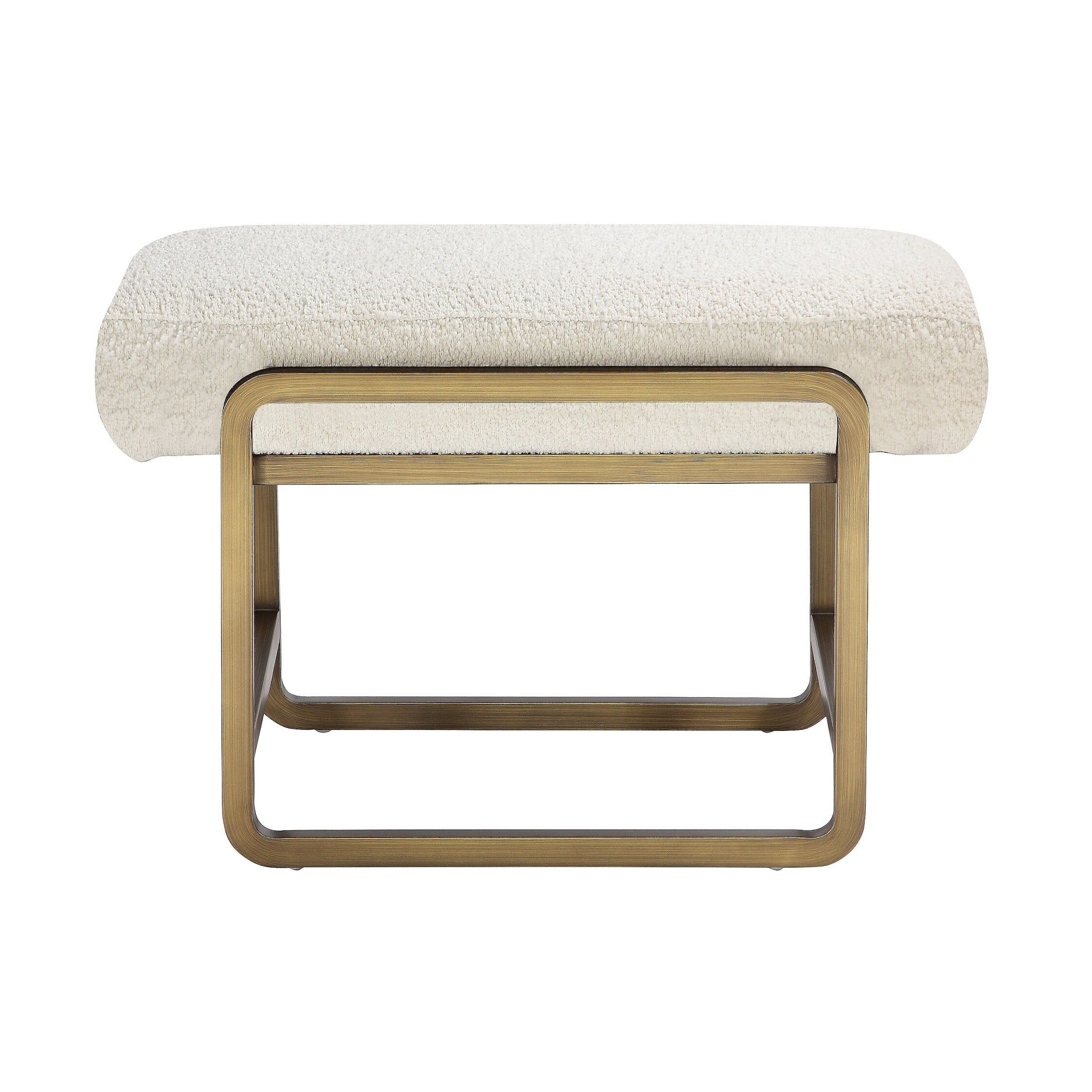 Cole 16" Luxe Brushed Brass Stool with Ivory Boucle Cushion