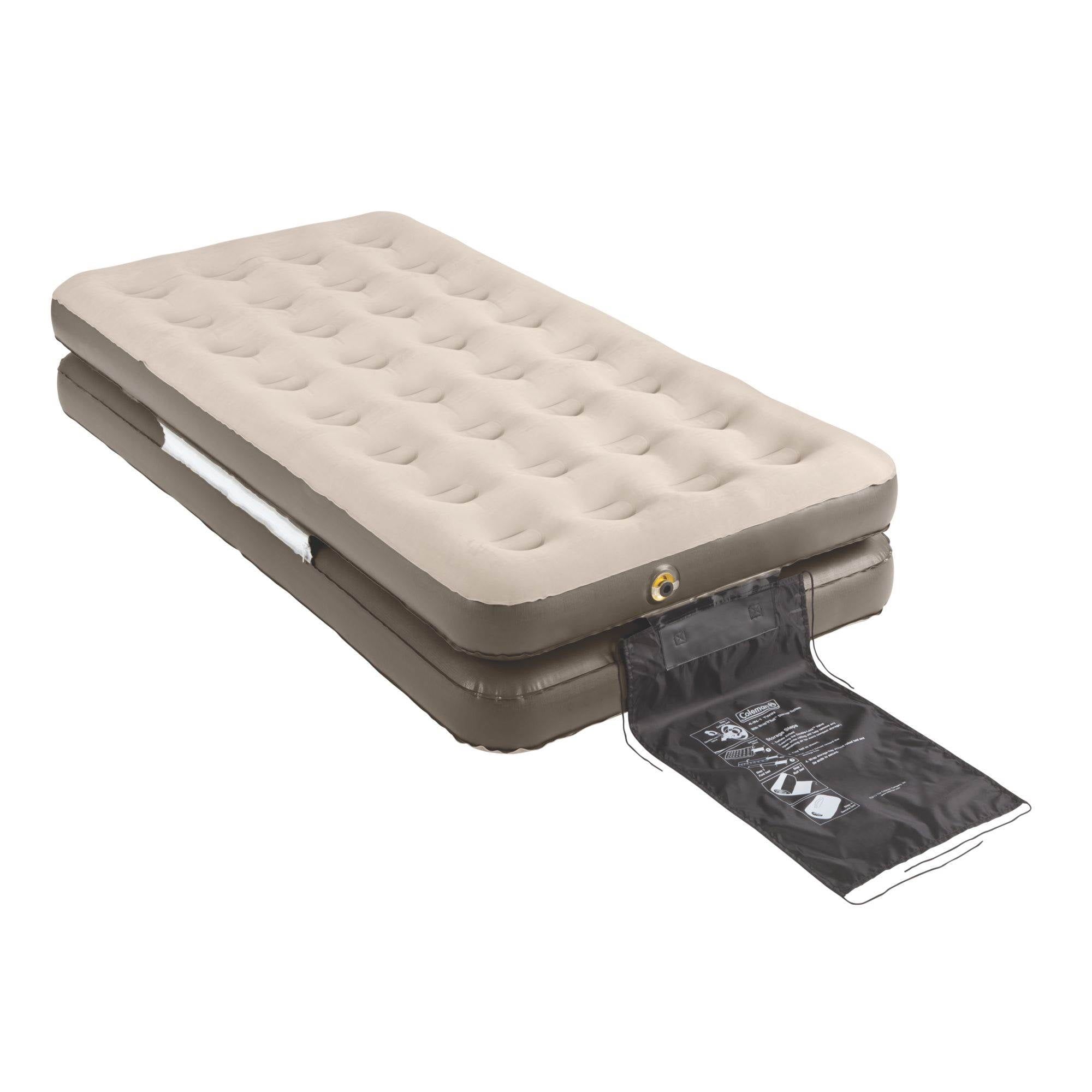 Twin Beige and Brown Convertible Air Mattress with Pump