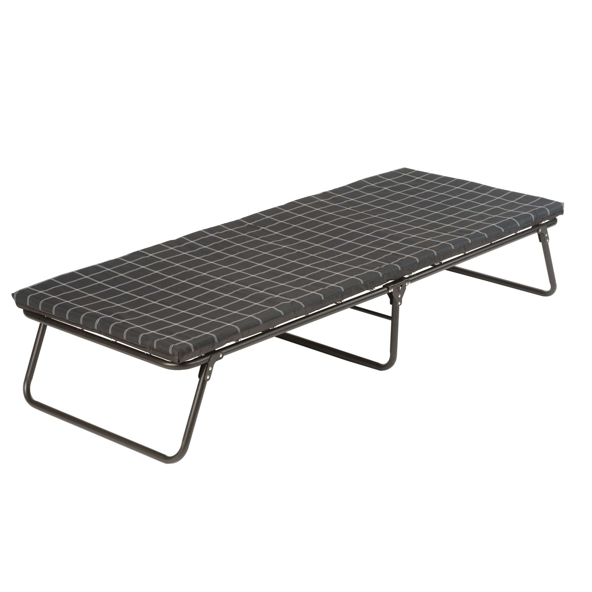 ComfortSmart Deluxe Gray Steel Frame Camping Cot with Mattress Pad