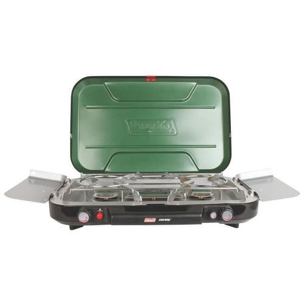 Coleman Green 3-Burner Propane Camping Stove with WindBlock Panels