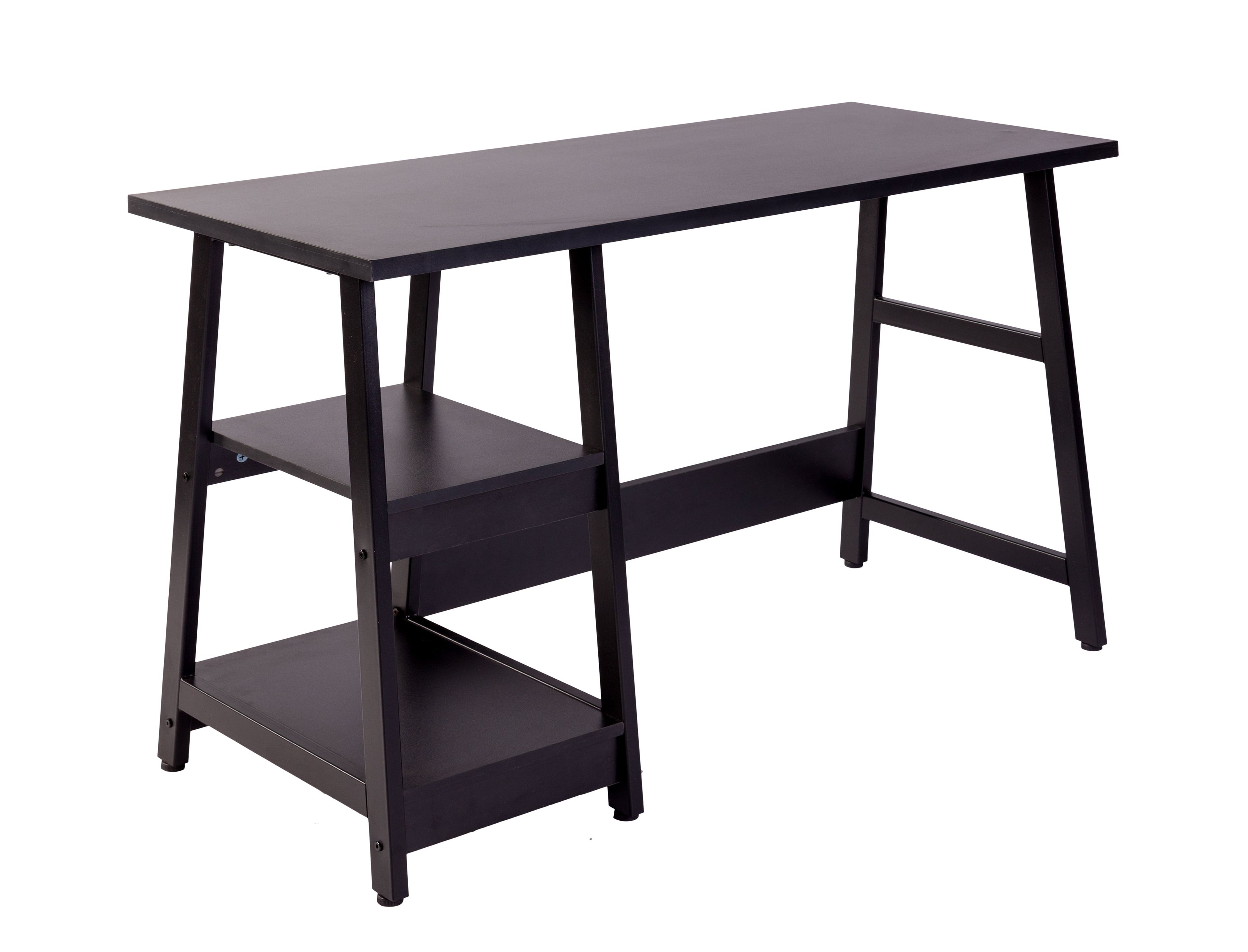 Coletta 51'' Black Woodgrain Modern Writing Desk with Storage