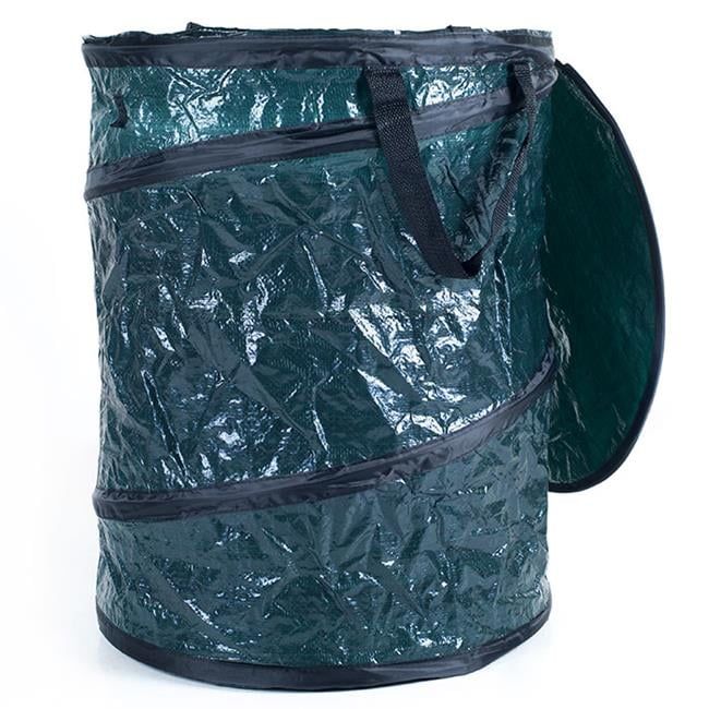 Green Collapsible Polyethylene Outdoor Trash Can with Handles