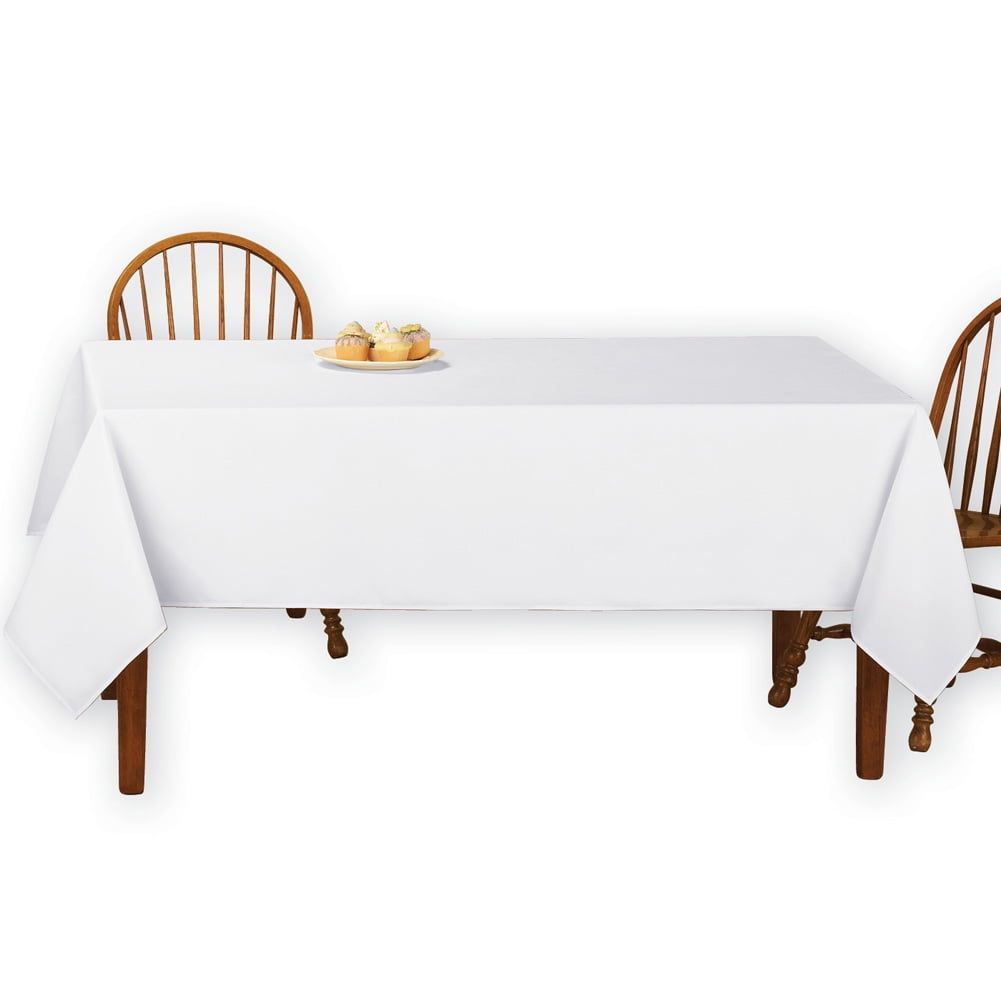 White Rectangular Polyester Tablecloth, 60" x 90"