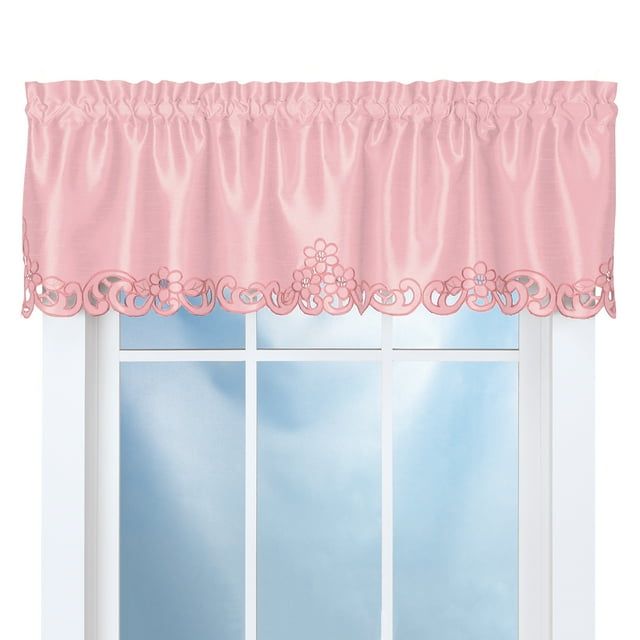 Rose Polyester Scroll Cut-Out Window Valance with Rod Pocket