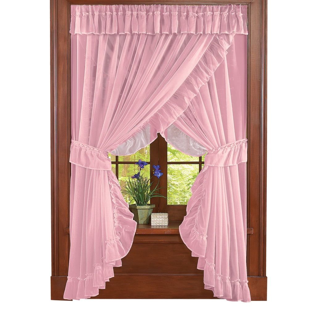 Isabella Rose Sheer Ruffled Polyester Kitchen Curtains, 84" x 100"