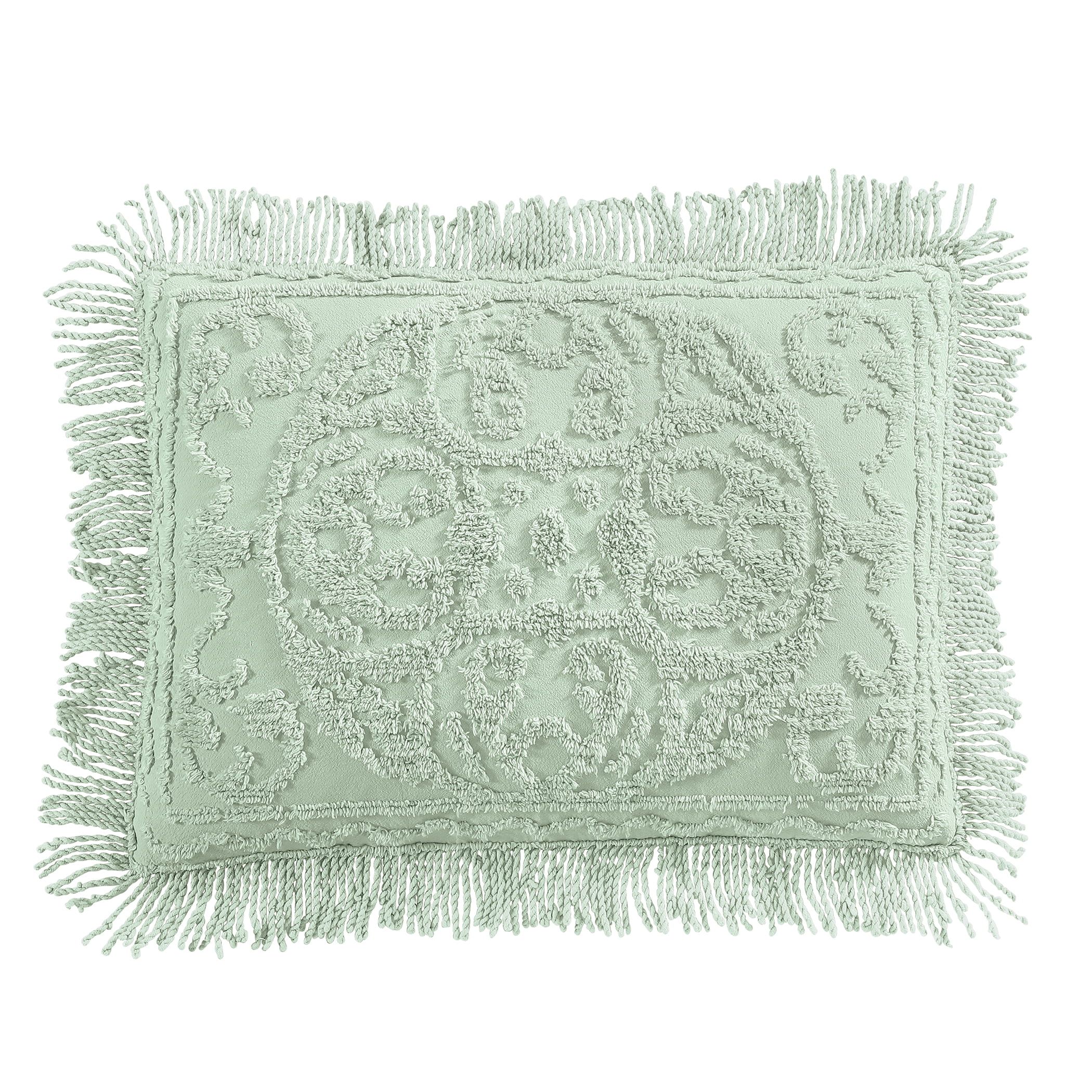 Sage Cotton Chenille Medallion Fringe Standard Pillow Sham
