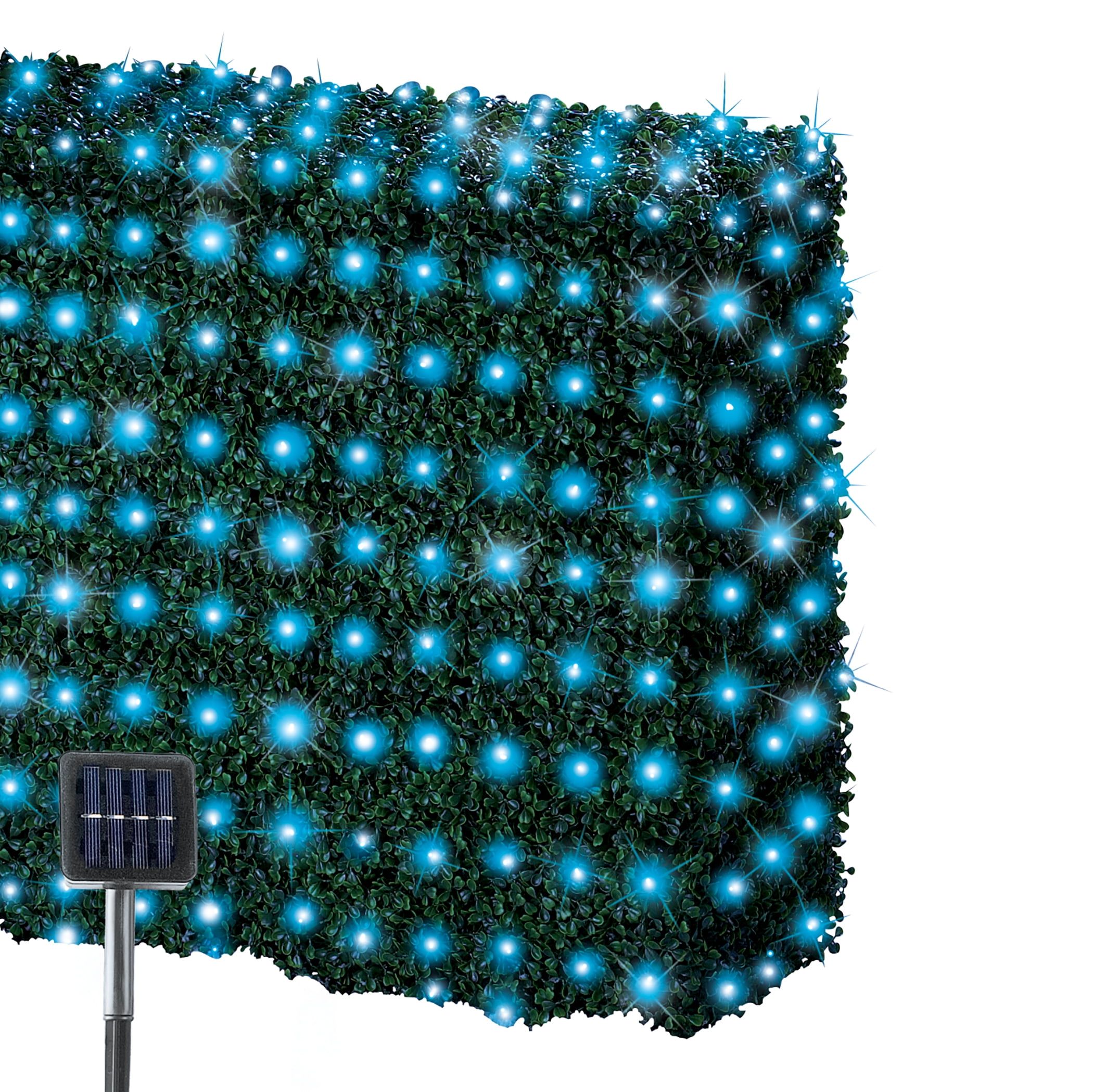 Blue Solar Powered Outdoor LED Christmas Net Lights