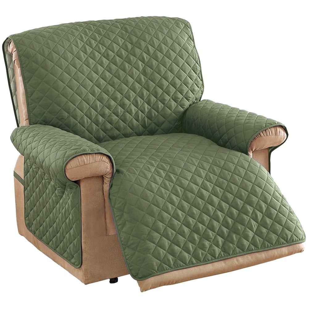 Olive Green Quilted Polyester Jumbo Recliner Cover