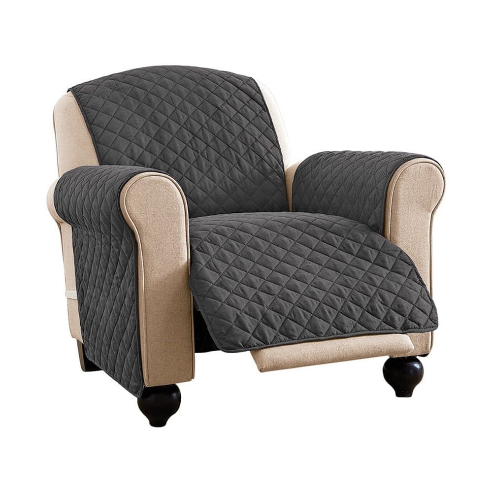 Slate Grey Quilted Polyester Recliner Furniture Protector