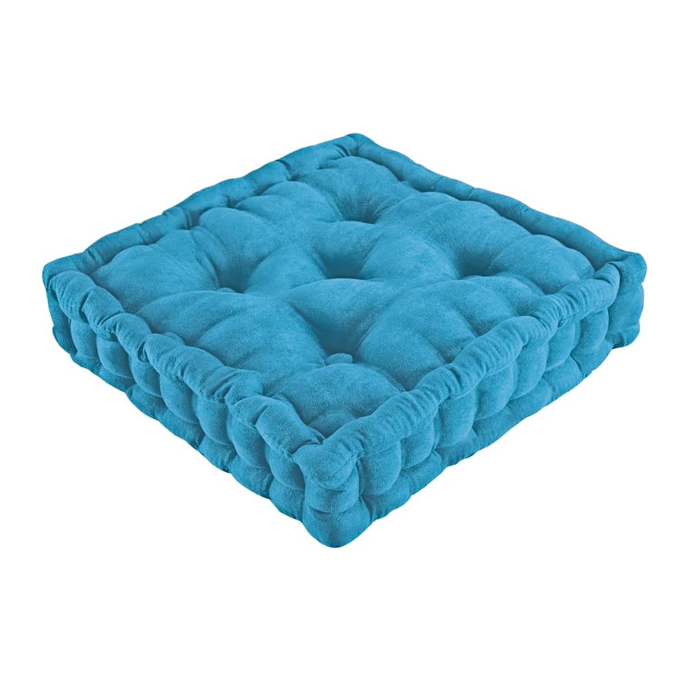 Blue Tufted Polyester Booster Seat Cushion with Handle