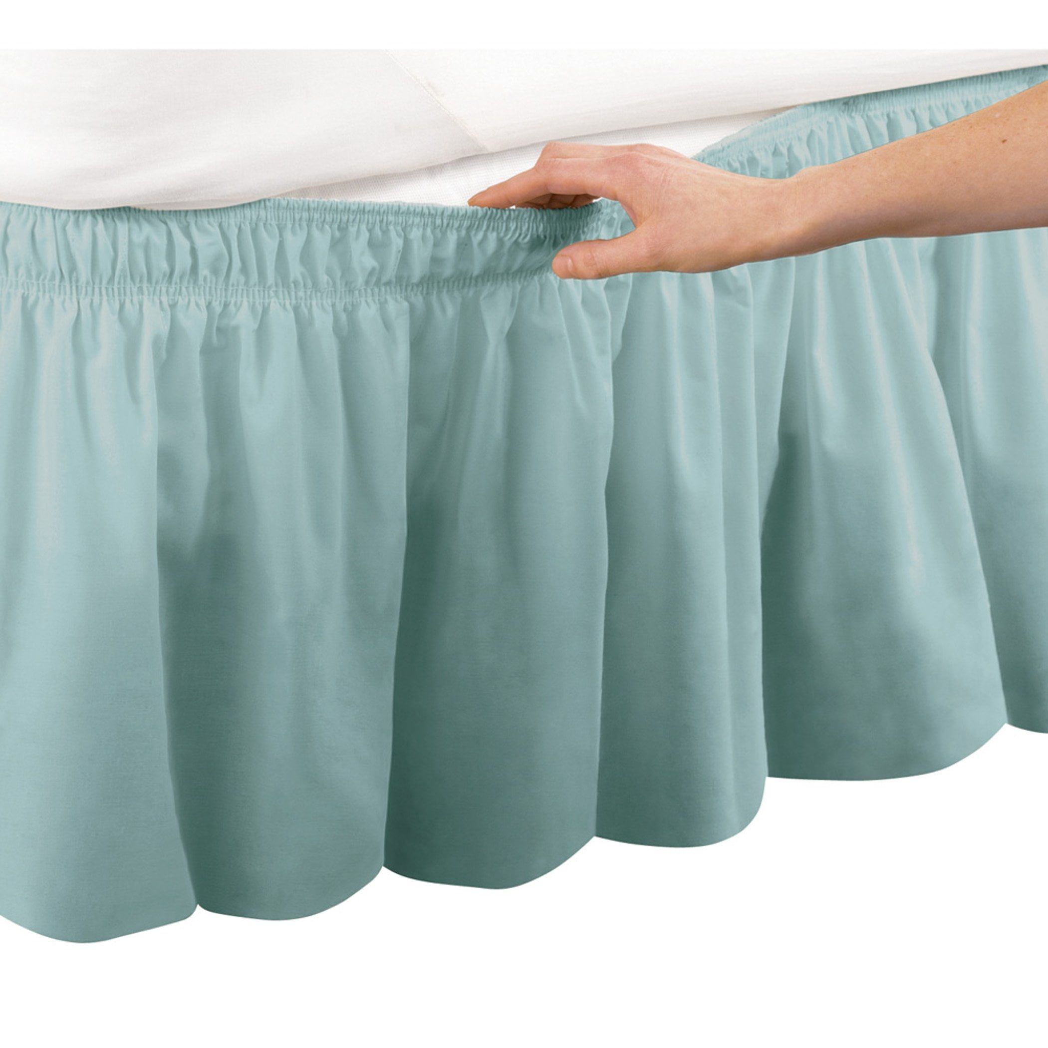 Green Twin/Full Cotton Polyester Elastic Bed Skirt