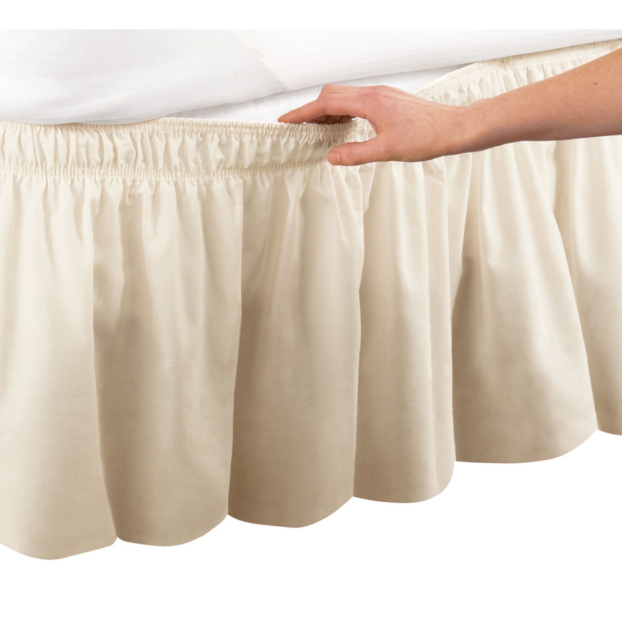 Ivory Elastic Wrap Around Queen/King Bed Skirt