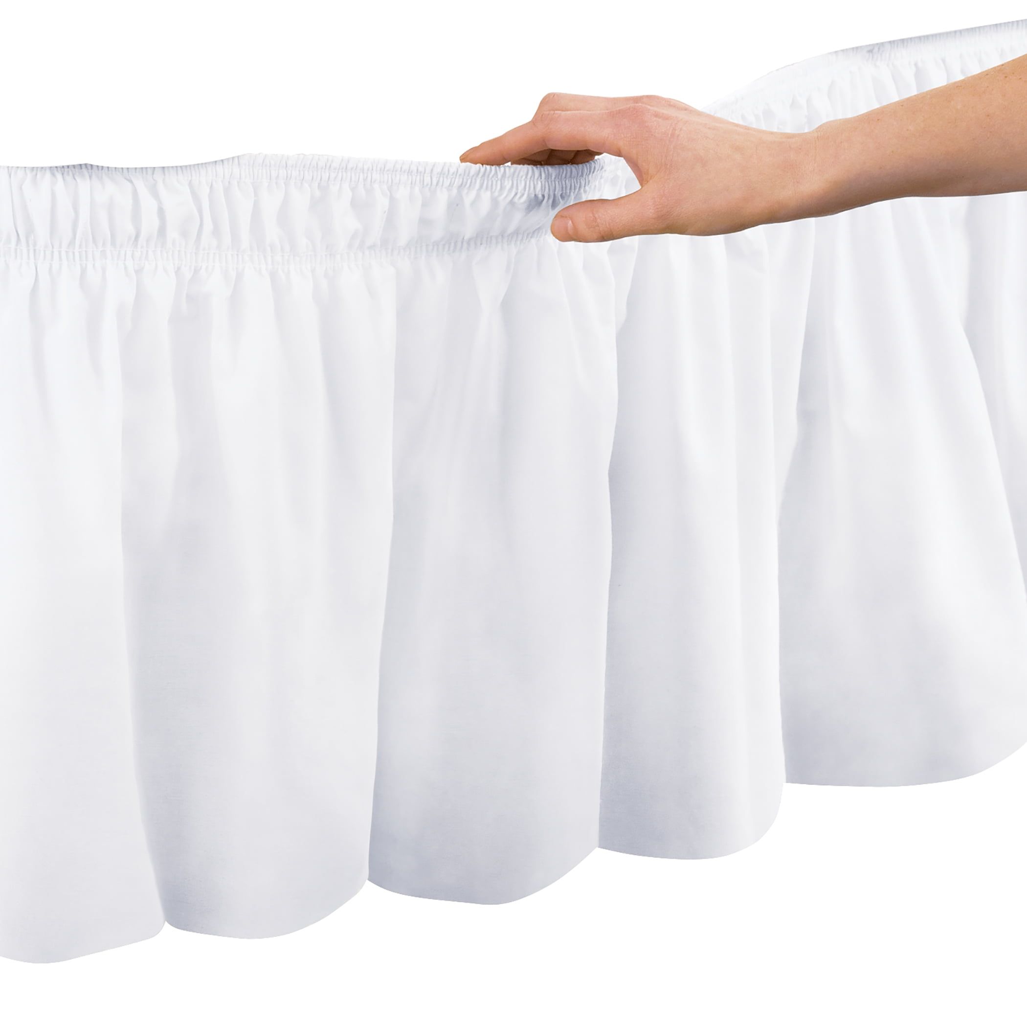 White Twin/Full Cotton Polyester Elastic Bed Skirt