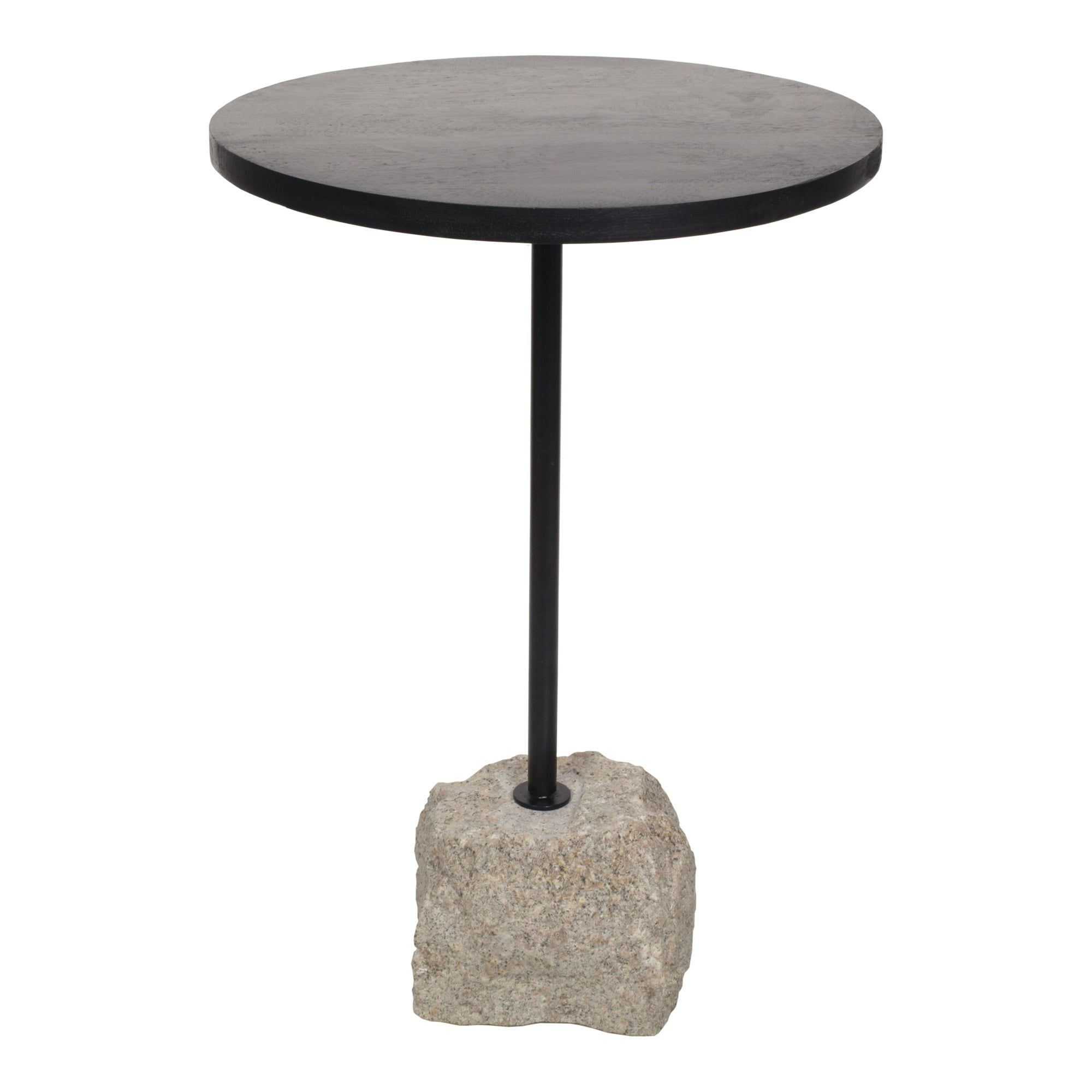 Rustic Cole 20" Round Accent Table with Black Granite & Mango Wood