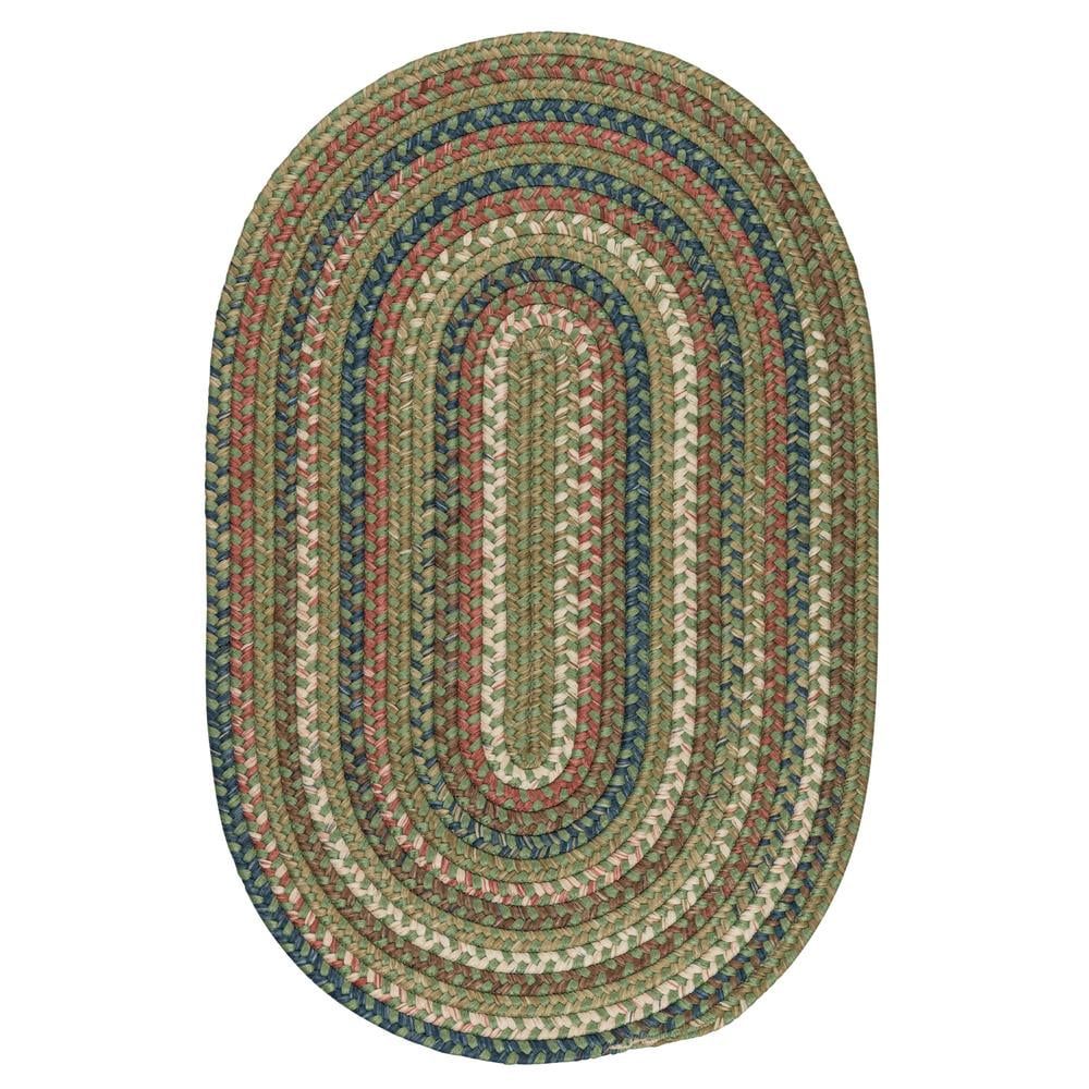 Handmade Cedar Cove Braided Oval Runner in Olive Green, 2'x5'