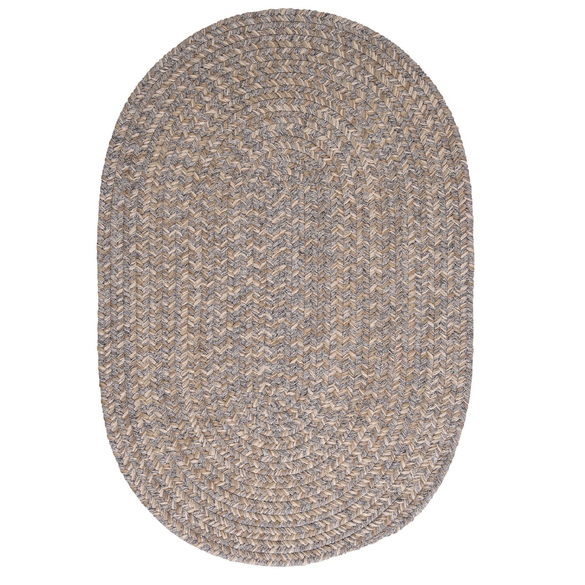 Gray 5'x8' Oval Handmade Wool Synthetic Braided Rug