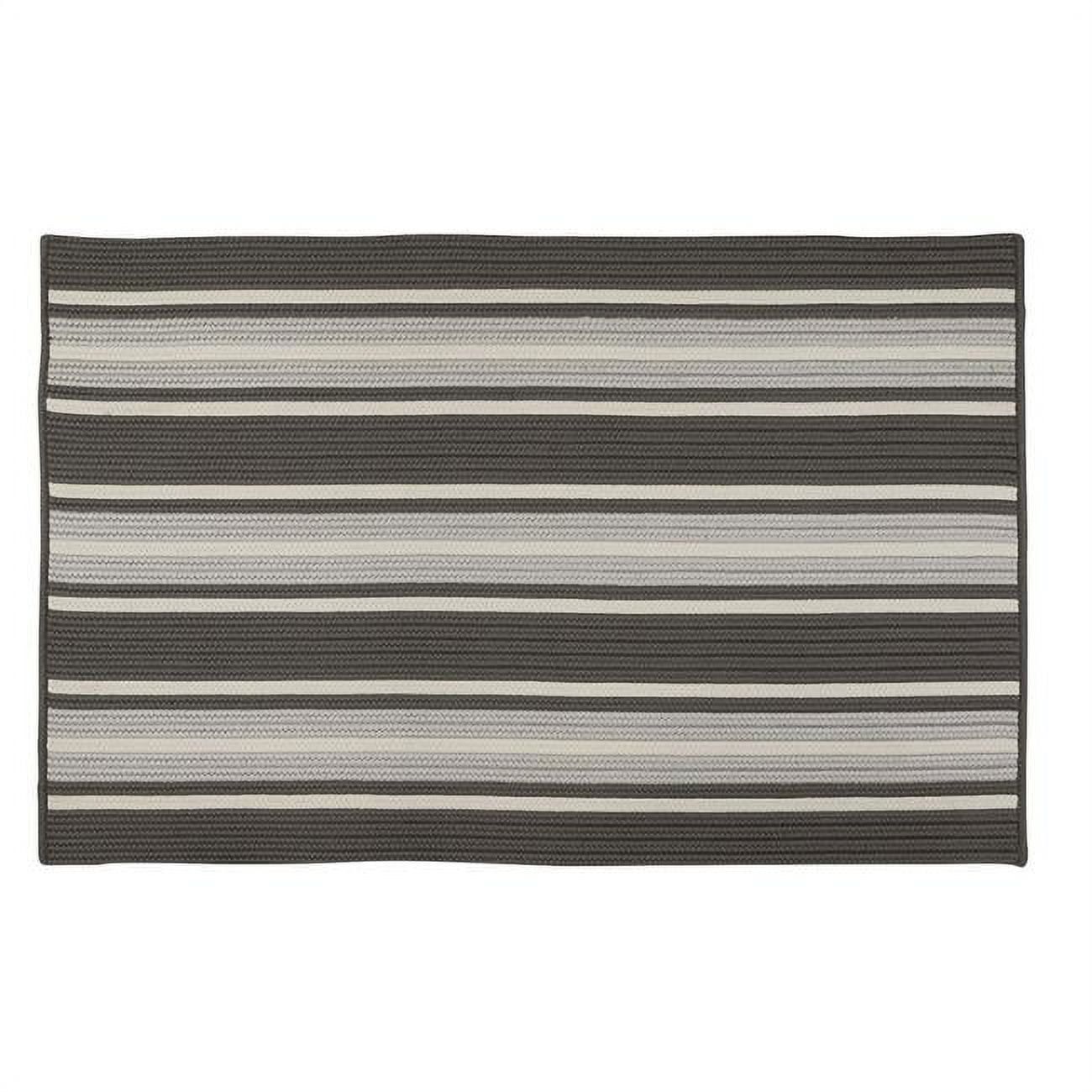 Handmade Gray Stripe Reversible Synthetic 8'x10' Braided Rug