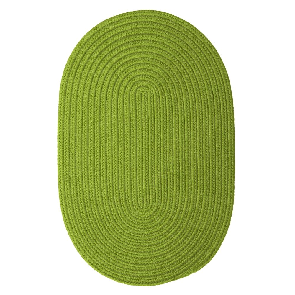 Bright Green Braided Oval Synthetic 2'x6' Rug