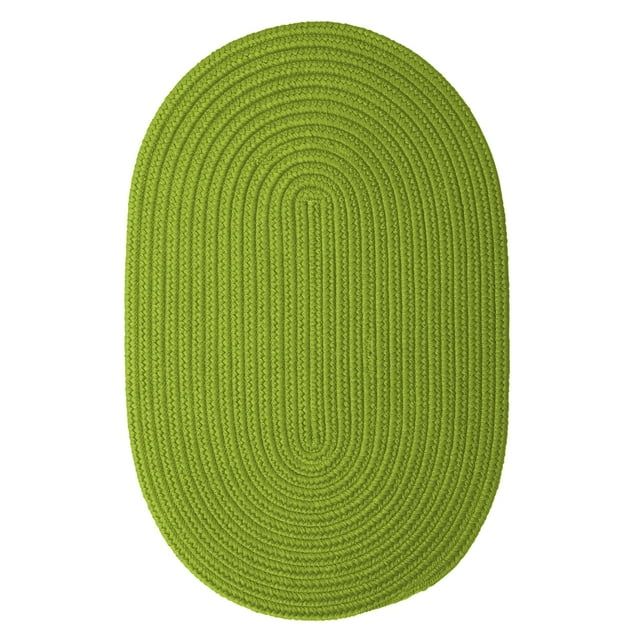 Bright Green Braided Oval Synthetic 2'x6' Rug