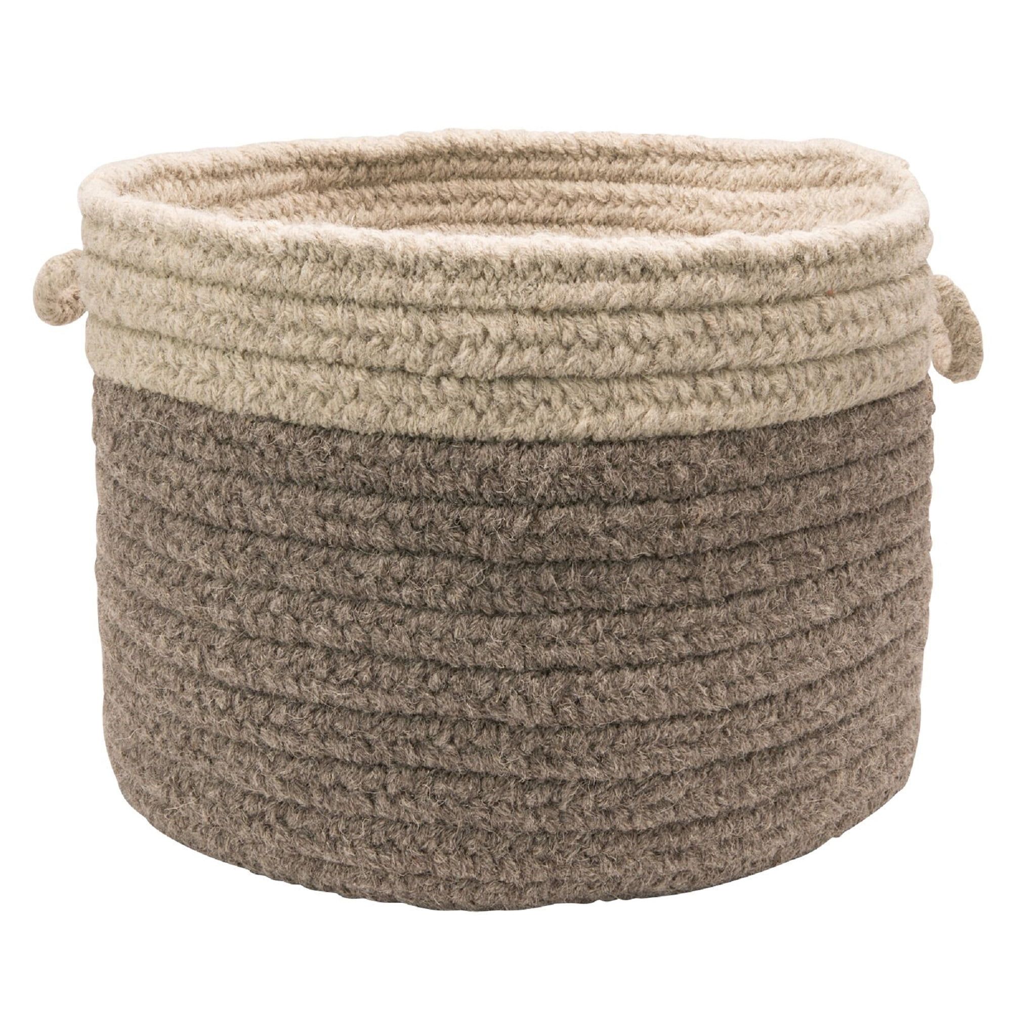 Braided Wool Dual-Tone Round Storage Basket 18"x12"