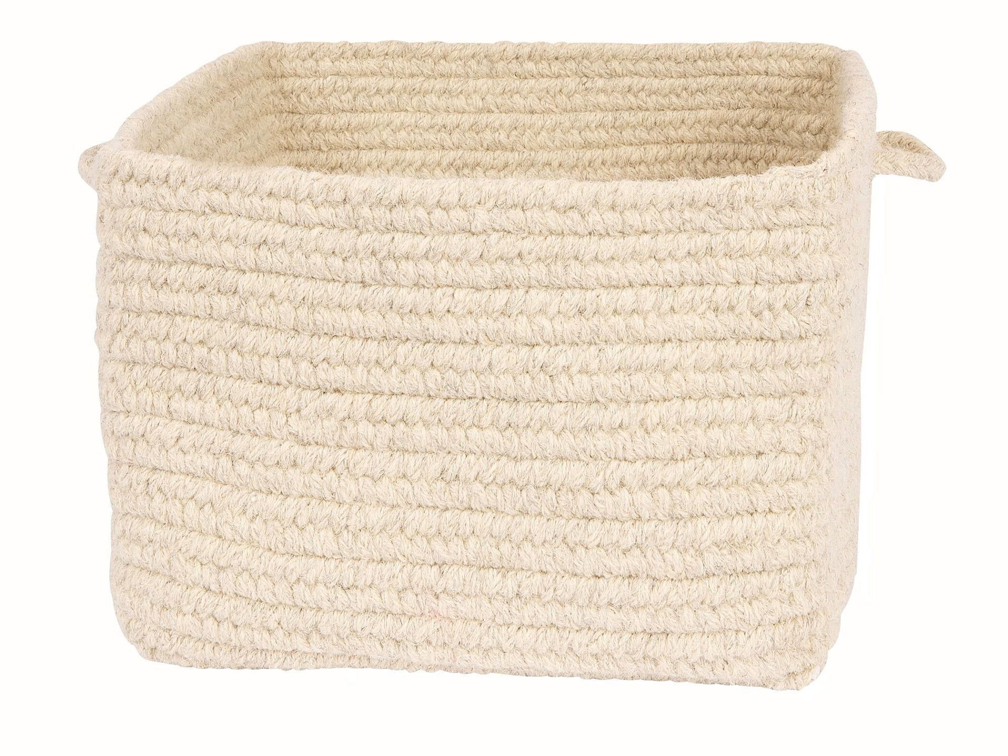 Chunky Natural Wool Square Storage Basket - Neutral 14"x10"