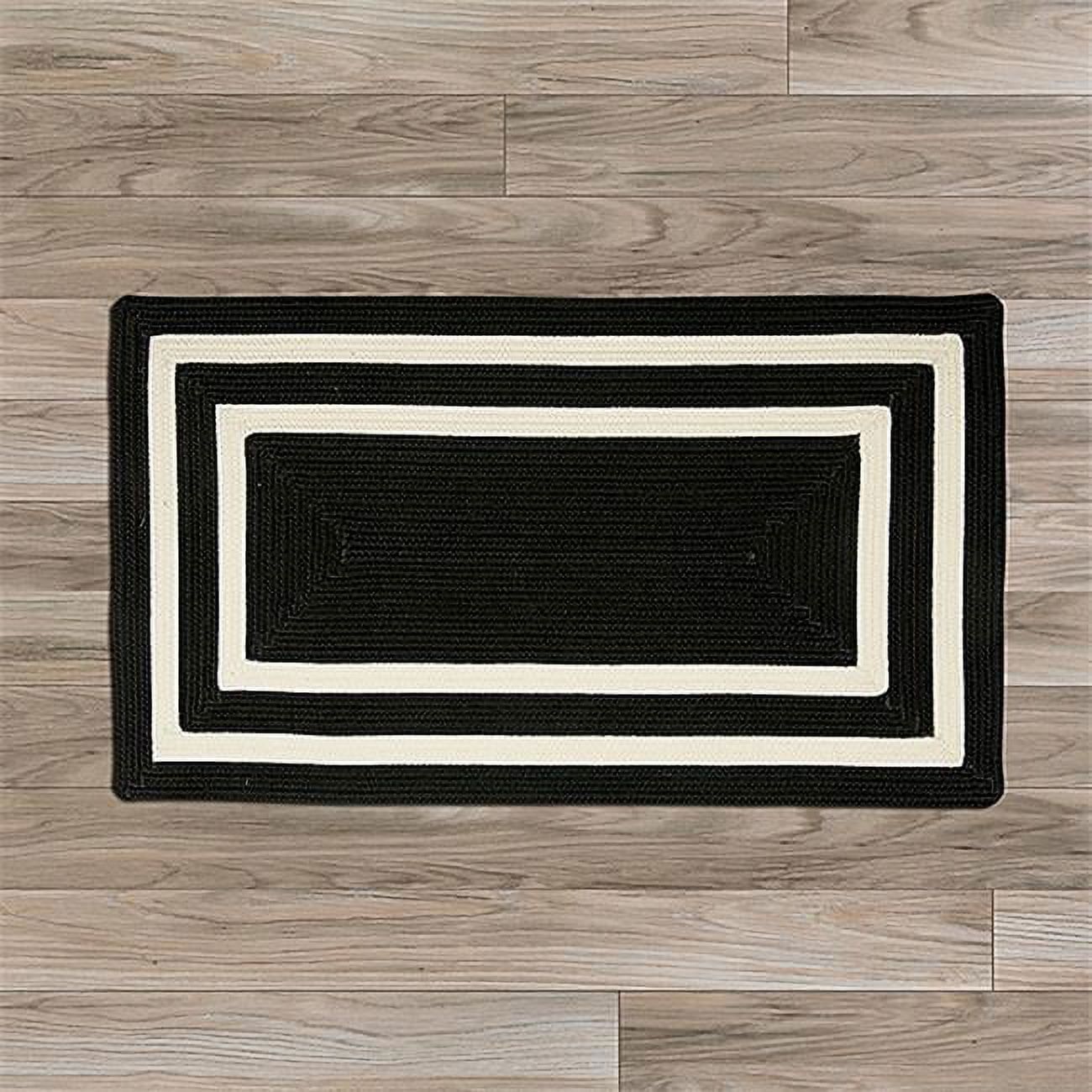 Handmade Reversible Braided Runner Rug in Black & White, 2' x 10'