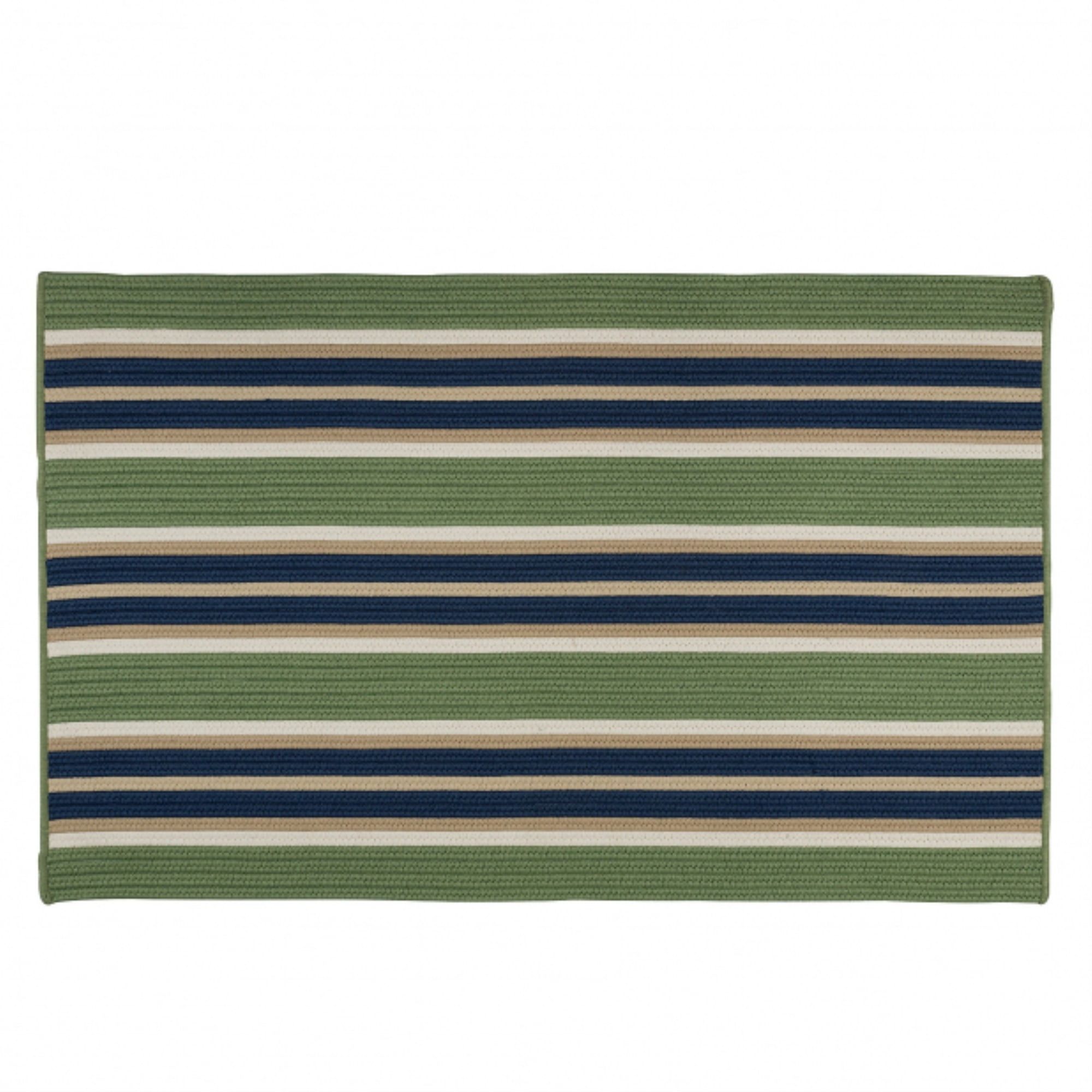 Harbor Green Mesa Stripe 5' x 8' Braided Synthetic Rug