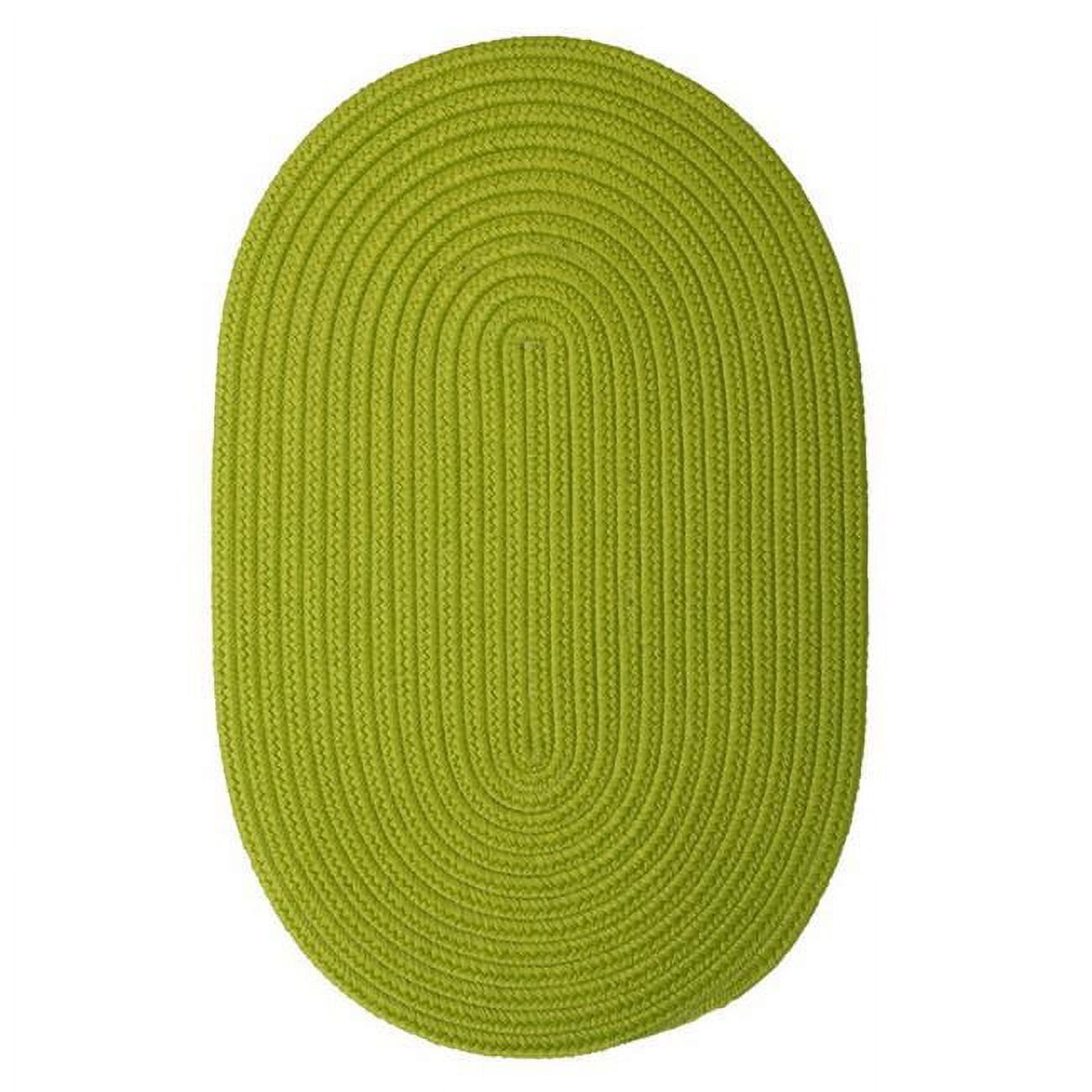 Bright Green Braided Oval Synthetic 2'x6' Rug