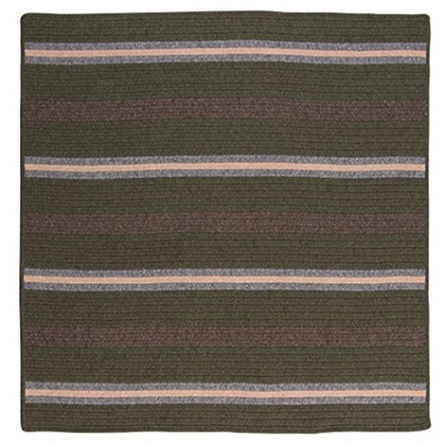 Salisbury Olive Stripe 4' Square Braided Wool Blend Rug