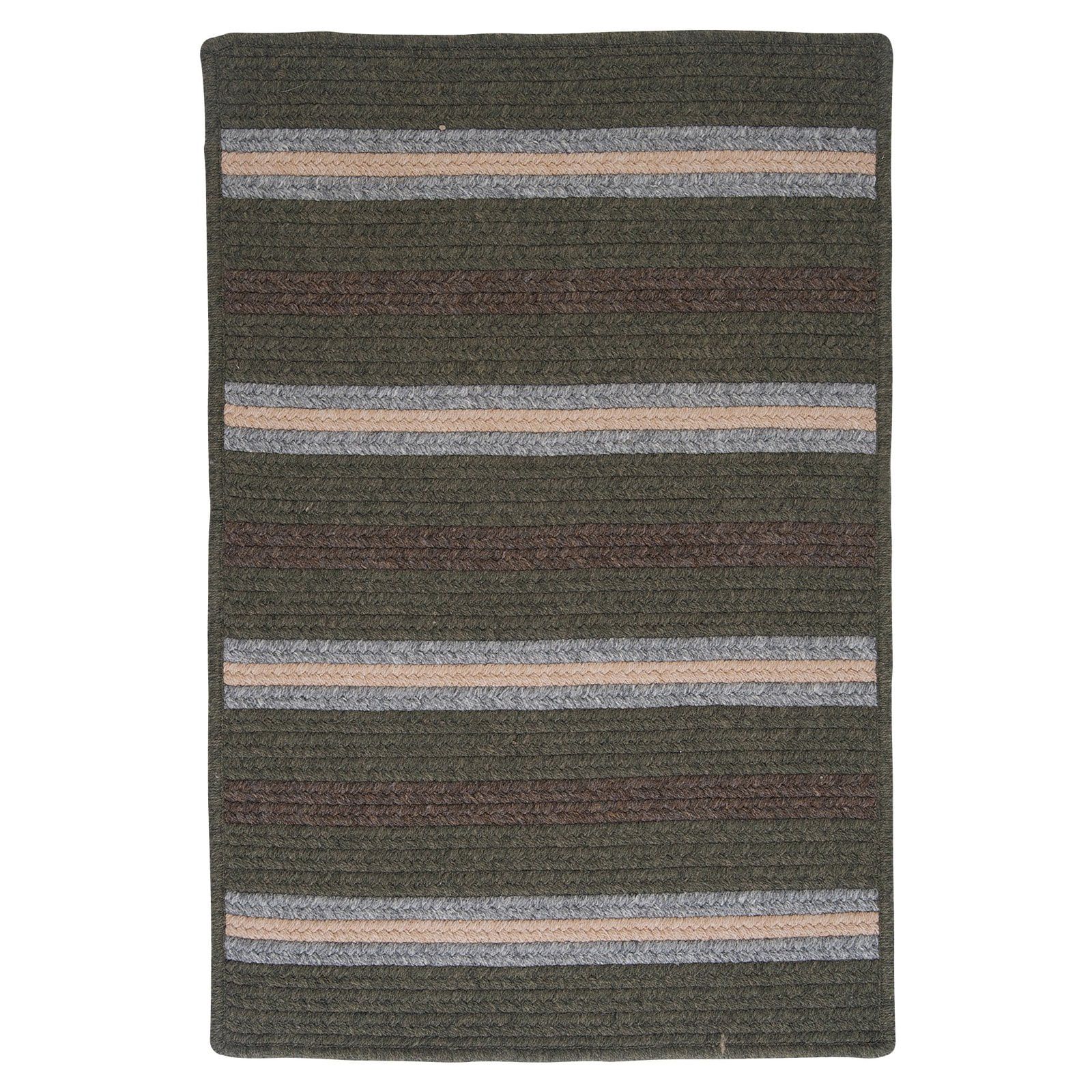 Salisbury Olive Striped Braided Wool-Blend 6' Square Rug