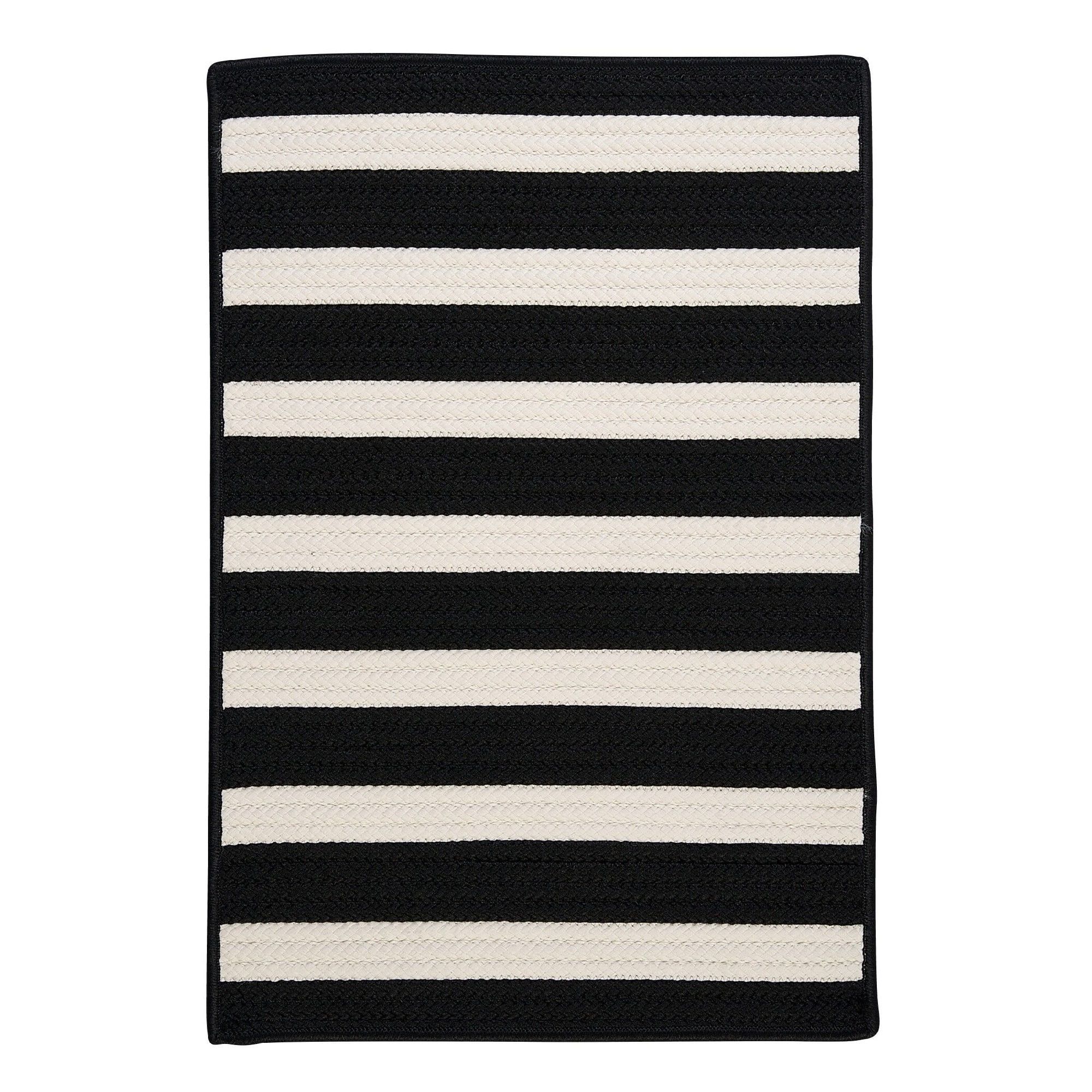 Braided Black Stripe Reversible Synthetic 5'x8' Area Rug