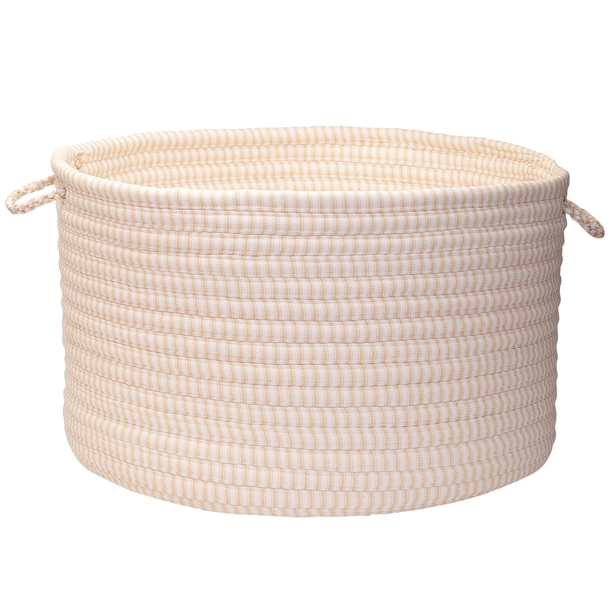 Canvas & White Braided Round Storage Basket 18"x12"