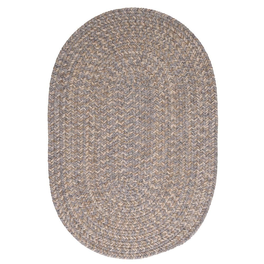 Gray 7'x9' Braided Wool and Synthetic Oval Area Rug