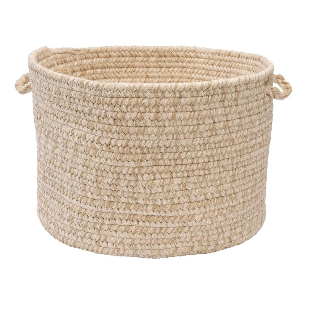 Natural Round Braided Wool Blend Utility Basket