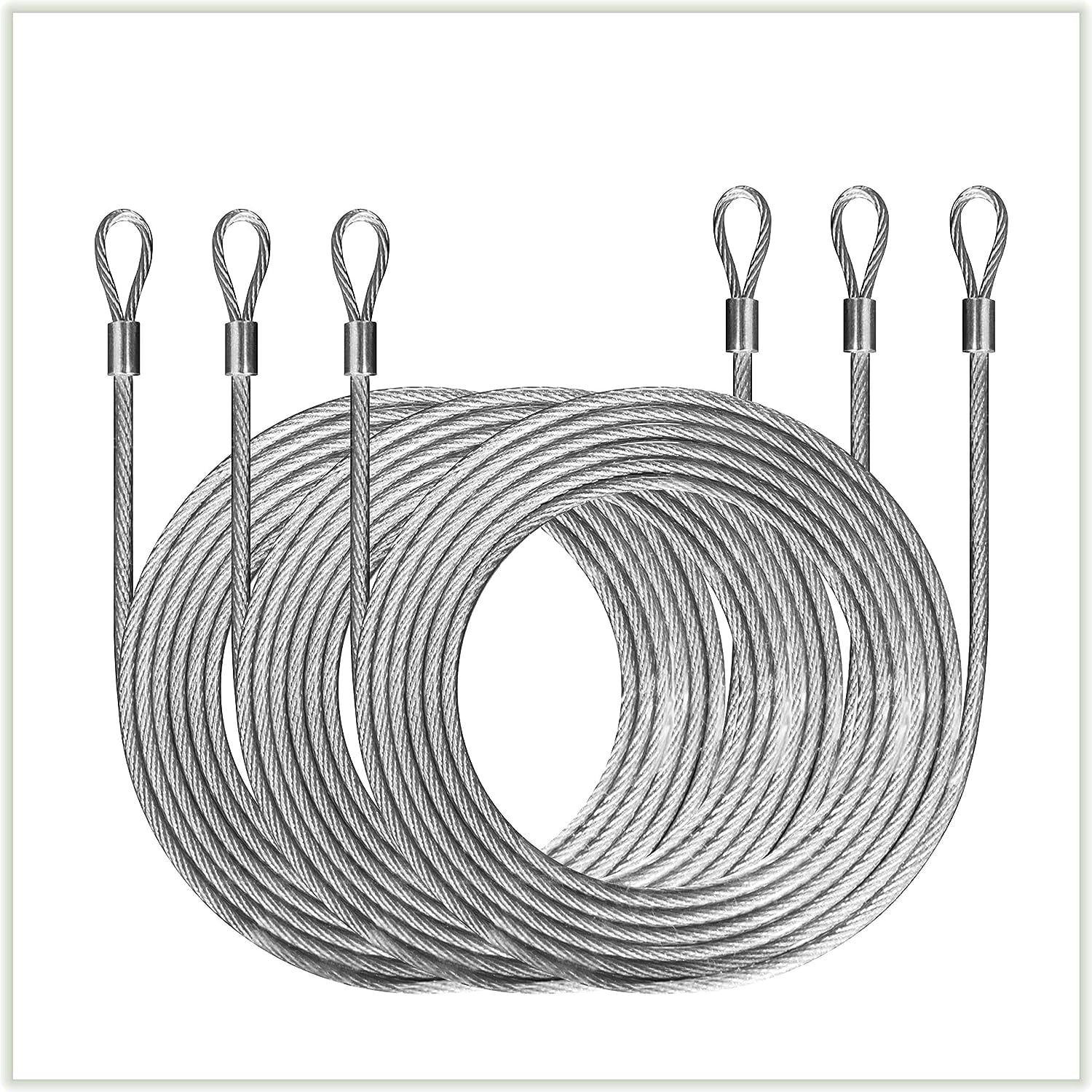 36ft Silver Galvanized Steel Wire Cable Ropes for Sun Shade Canopy