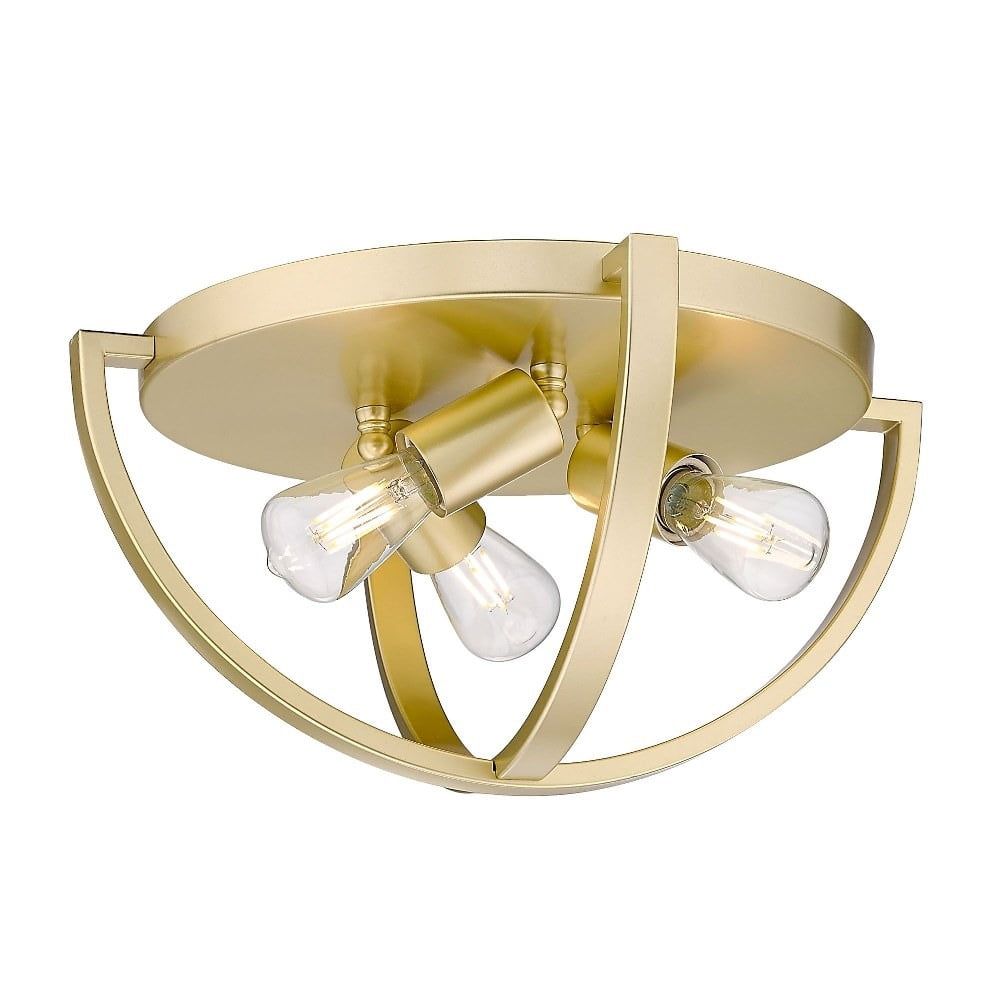 Olympic Gold 14" Steel Flush Mount Light Fixture