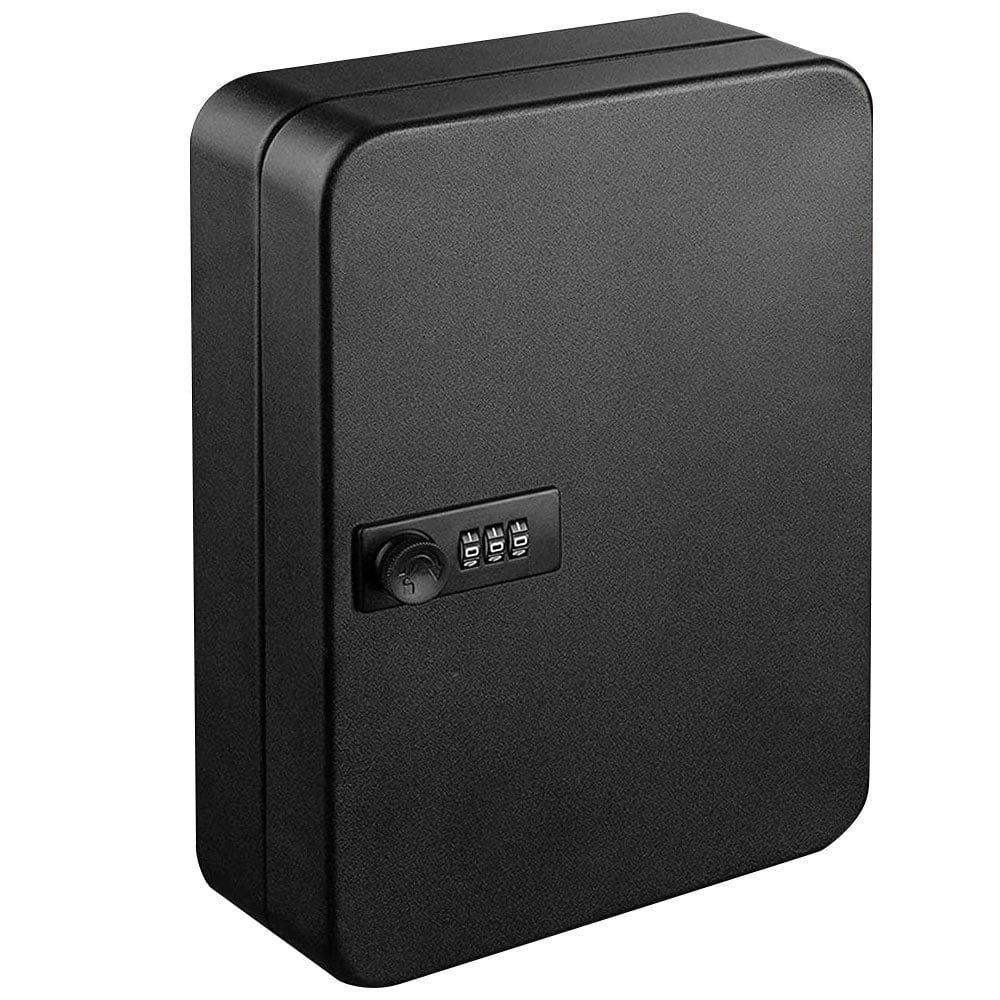 Black 30-Key Heavy-Duty Steel Wall-Mount Key Cabinet with Combination Lock