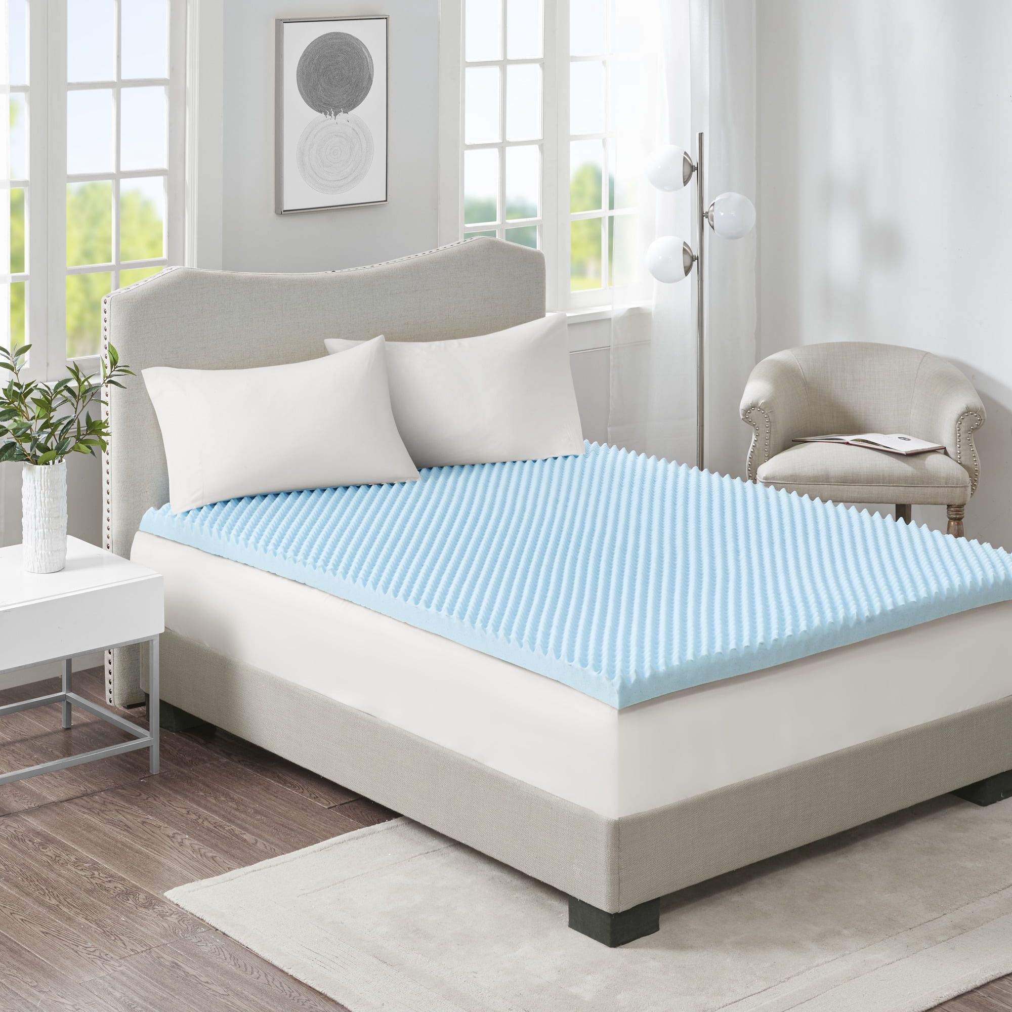 Twin Blue Gel Memory Foam Mattress Topper